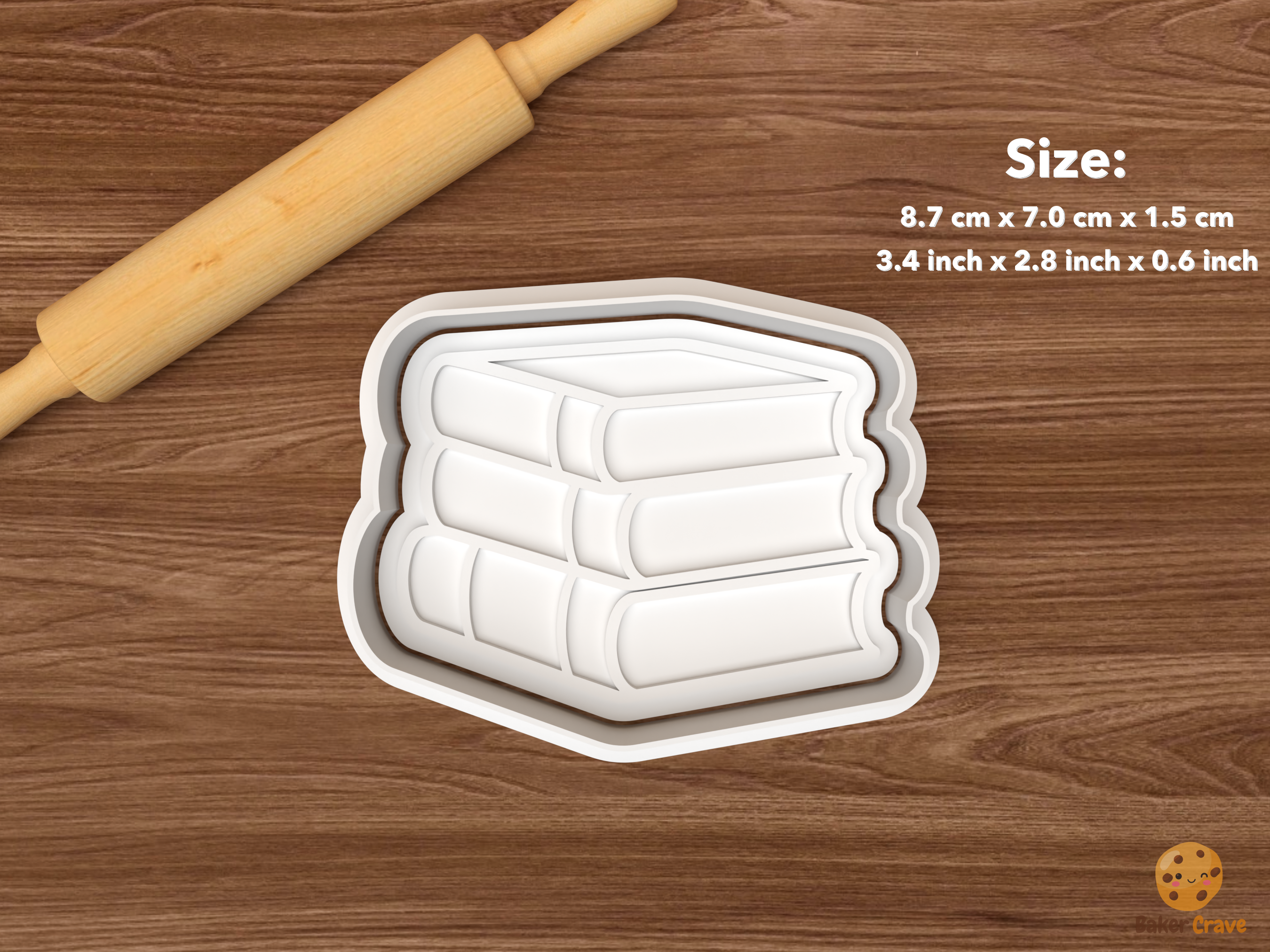 Librarian Cookie Cutter Set STL File - single stack of books
