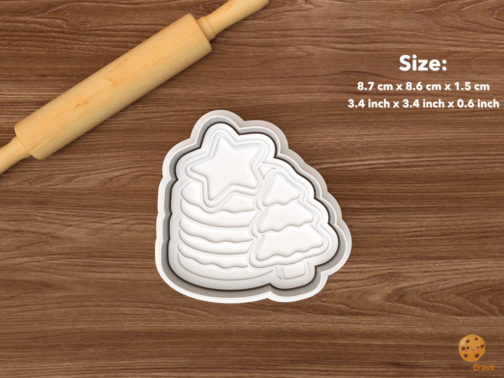 Cookies for Santa Night Cookie Cutter Set STL File - single stacked cookies with star and christmas tree