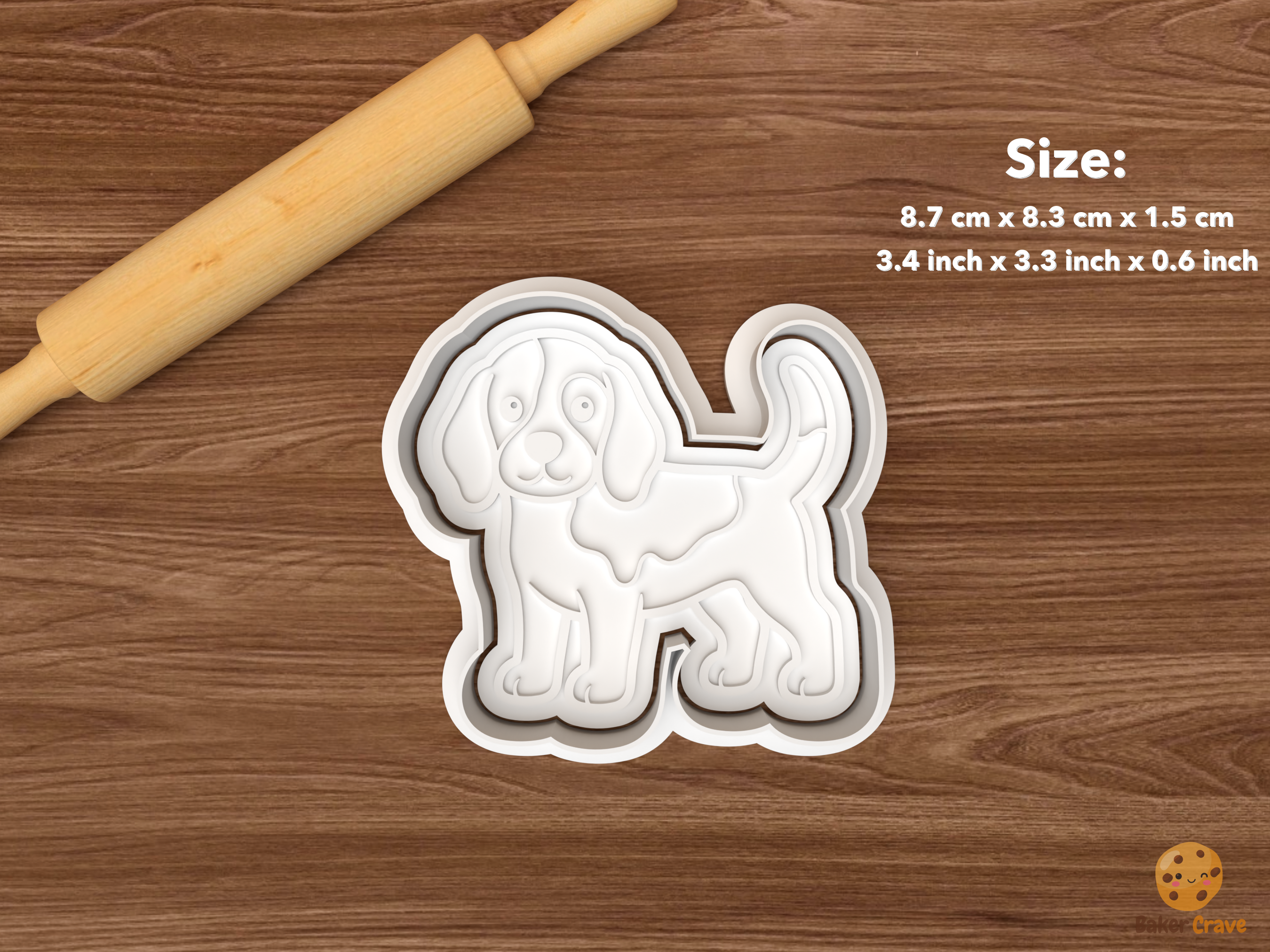 Beagle Dog Cookie Cutter Set STL File - single standing beagle dog
