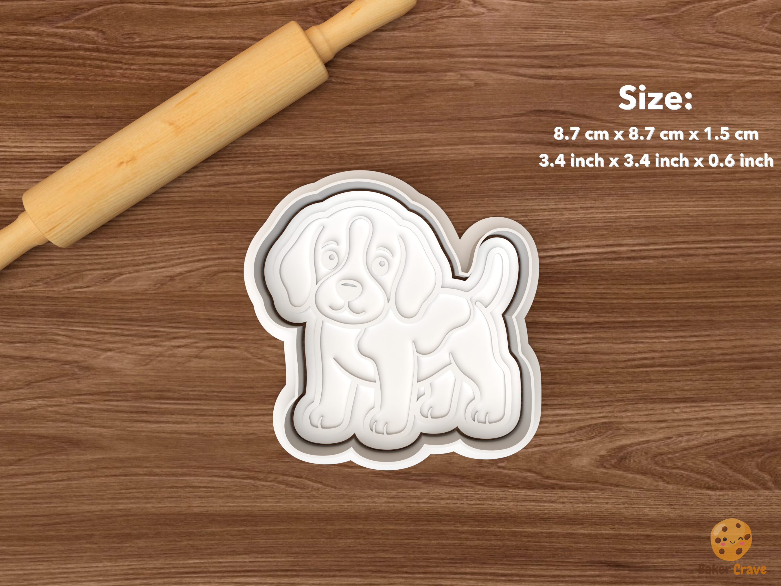 Beagle Dog Cookie Cutter Set STL File - single standing beagle puppy