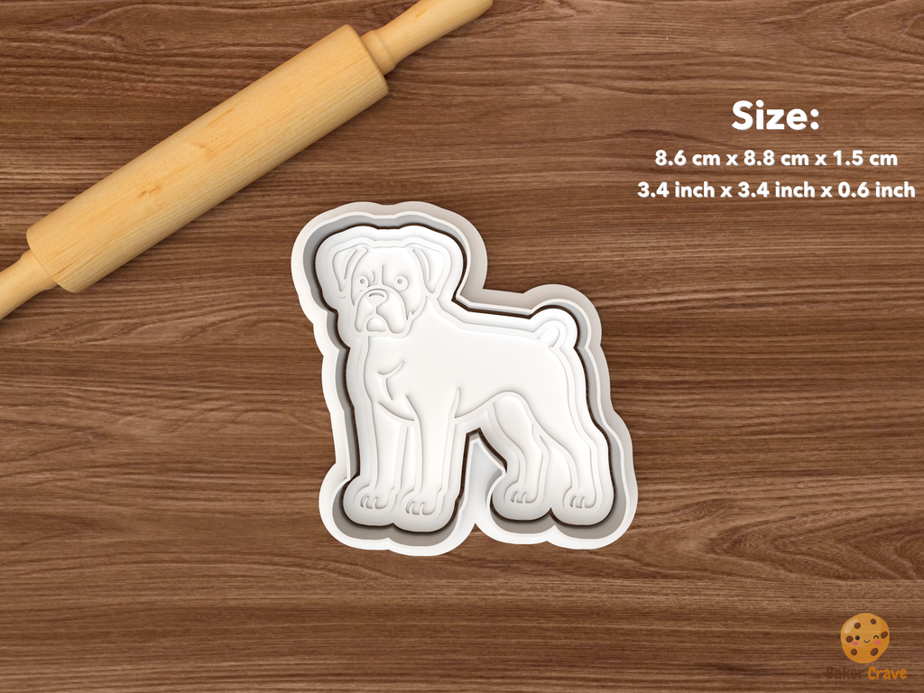 Boxer Dog Cookie Cutter Set STL File - single standing boxer dog