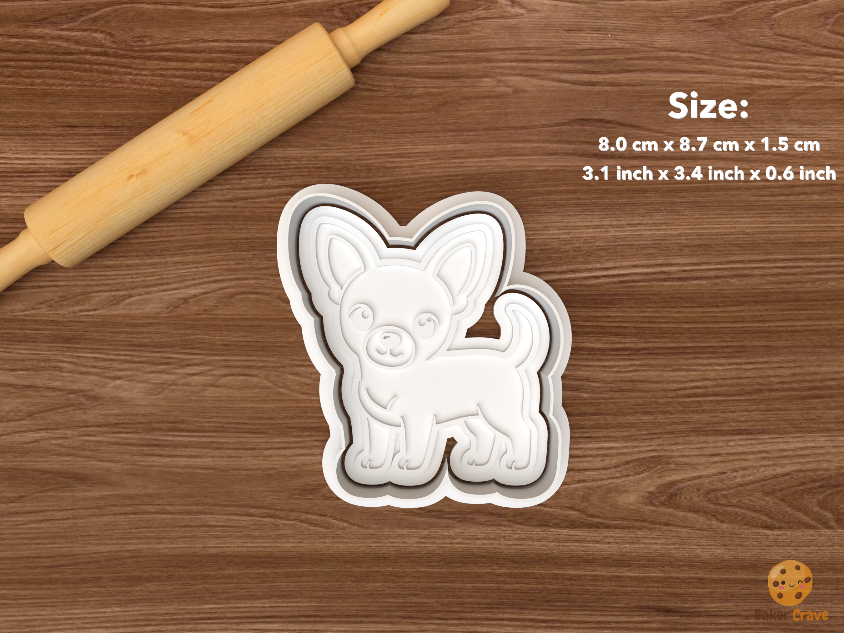 Chihuahua Dog Cookie Cutter Set STL File - single standing chihuahua dog