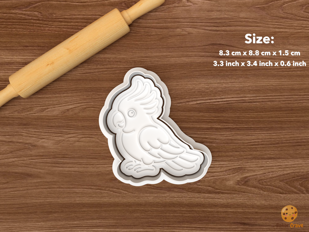 Pet Birds Cookie Cutter Set STL File - single standing cockatiel