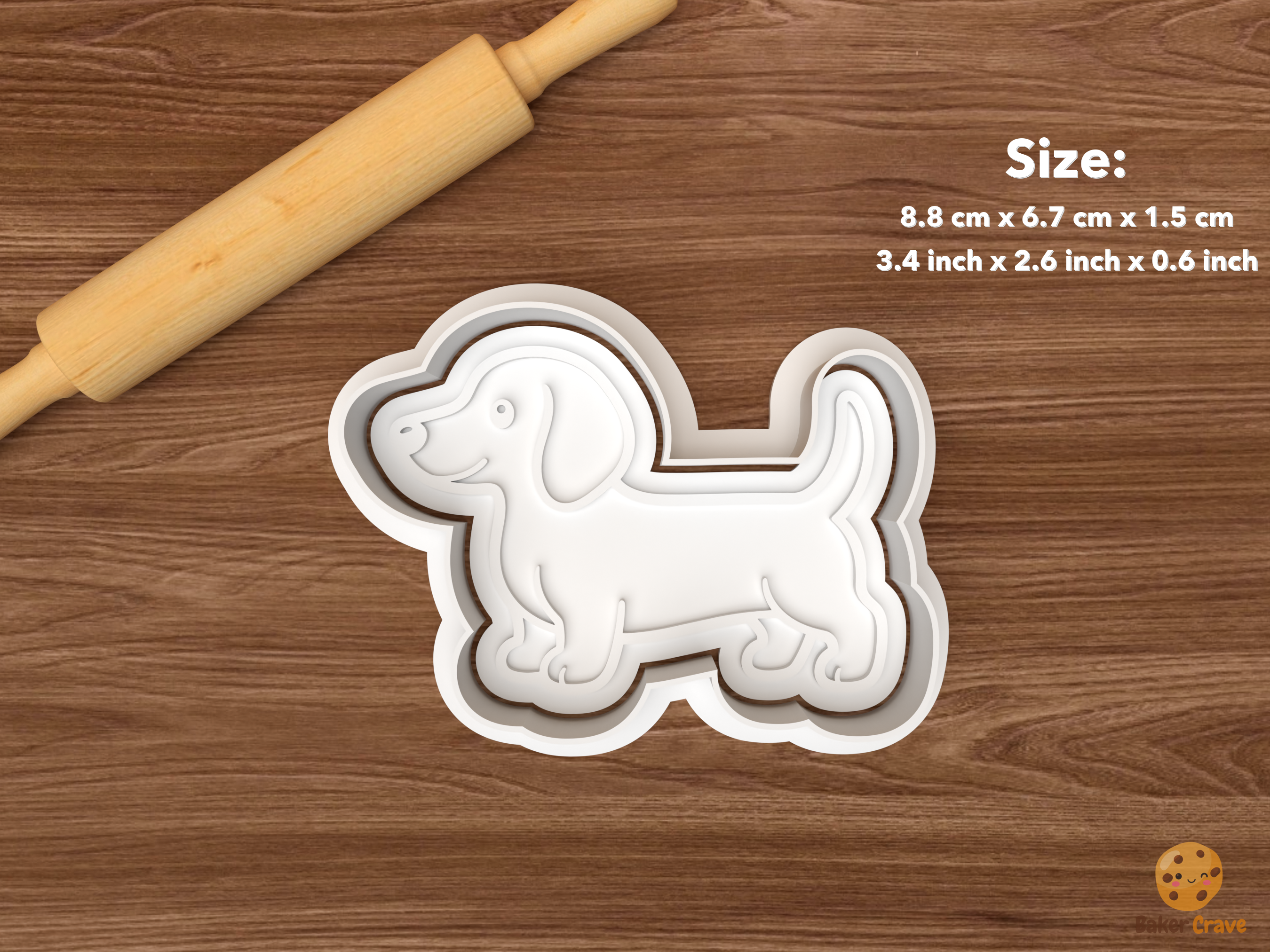 Dachshund Dog Cookie Cutter Set STL File - single standing dachshund dog