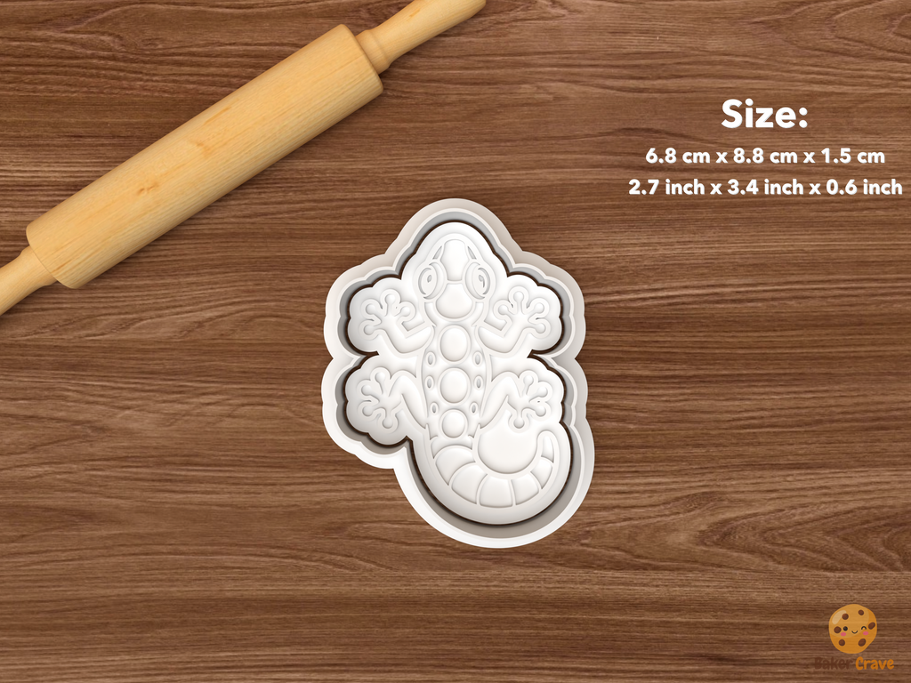 Gecko Cookie Cutter Set STL File - single standing gecko