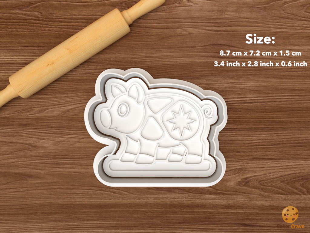 Czech Golden Pig Christmas Cookie Cutter Set STL File - single standing golden pig