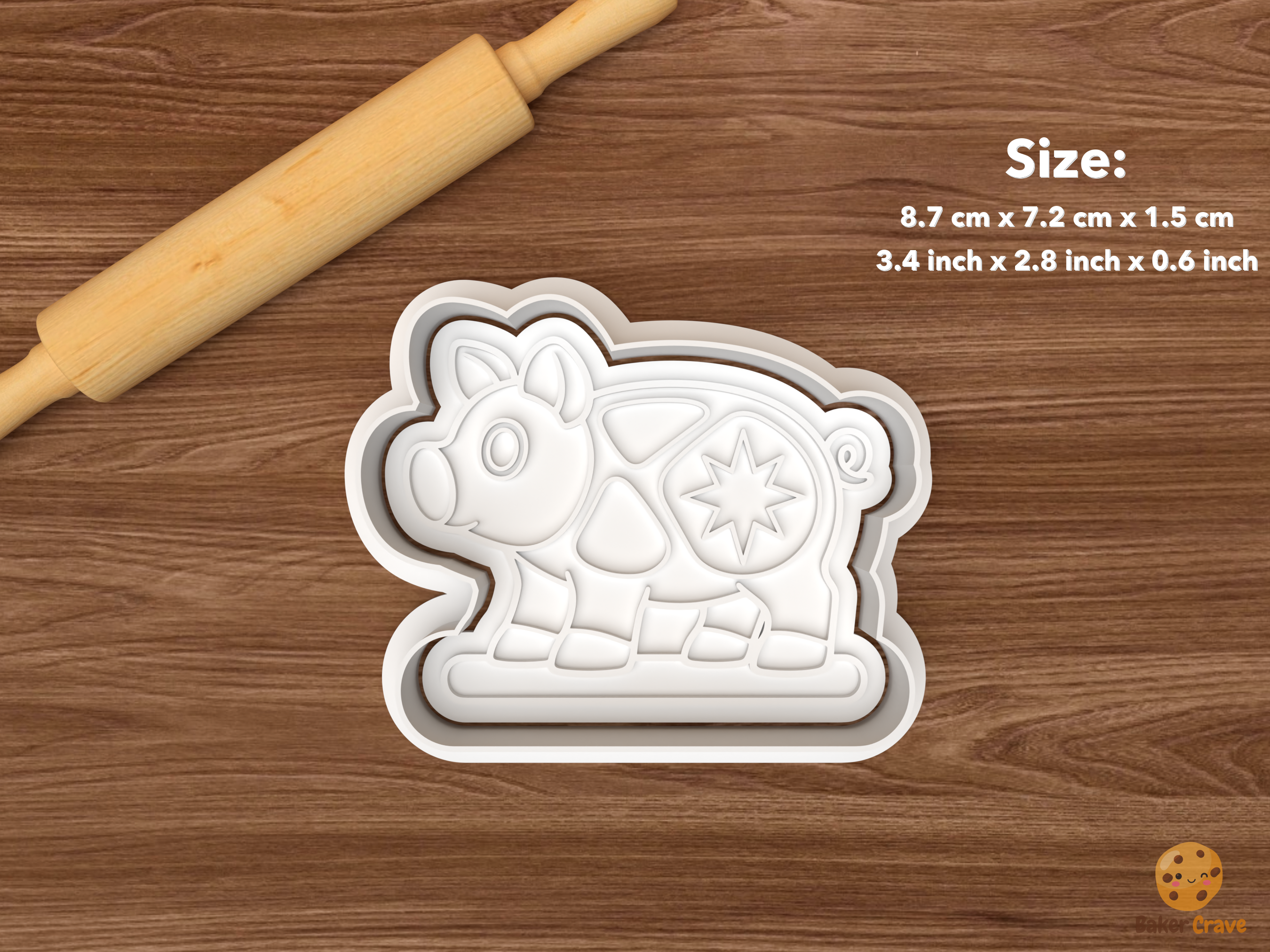Czech Golden Pig Christmas Cookie Cutter Set STL File - single standing golden pig