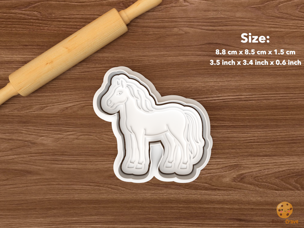 Horse Cookie Cutter Set STL File - single standing horse