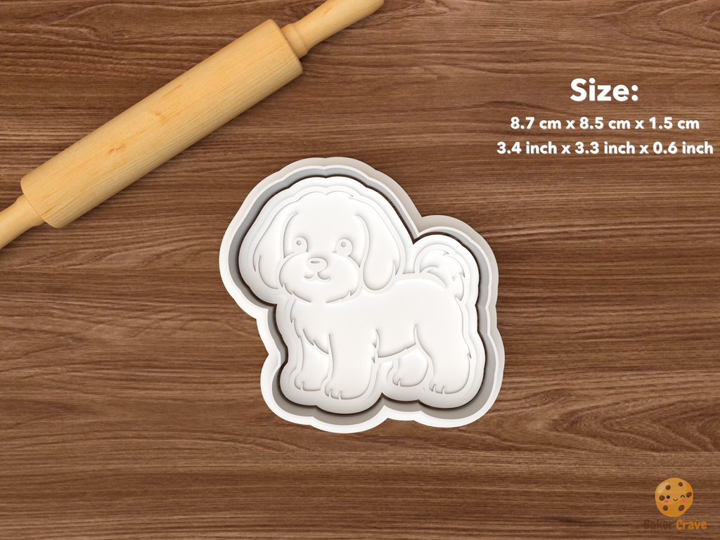 Maltese Dog Cookie Cutter Set STL File - single standing maltese dog