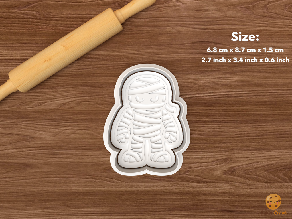 Halloween Mummy Cookie Cutter Set STL File - single standing mummy