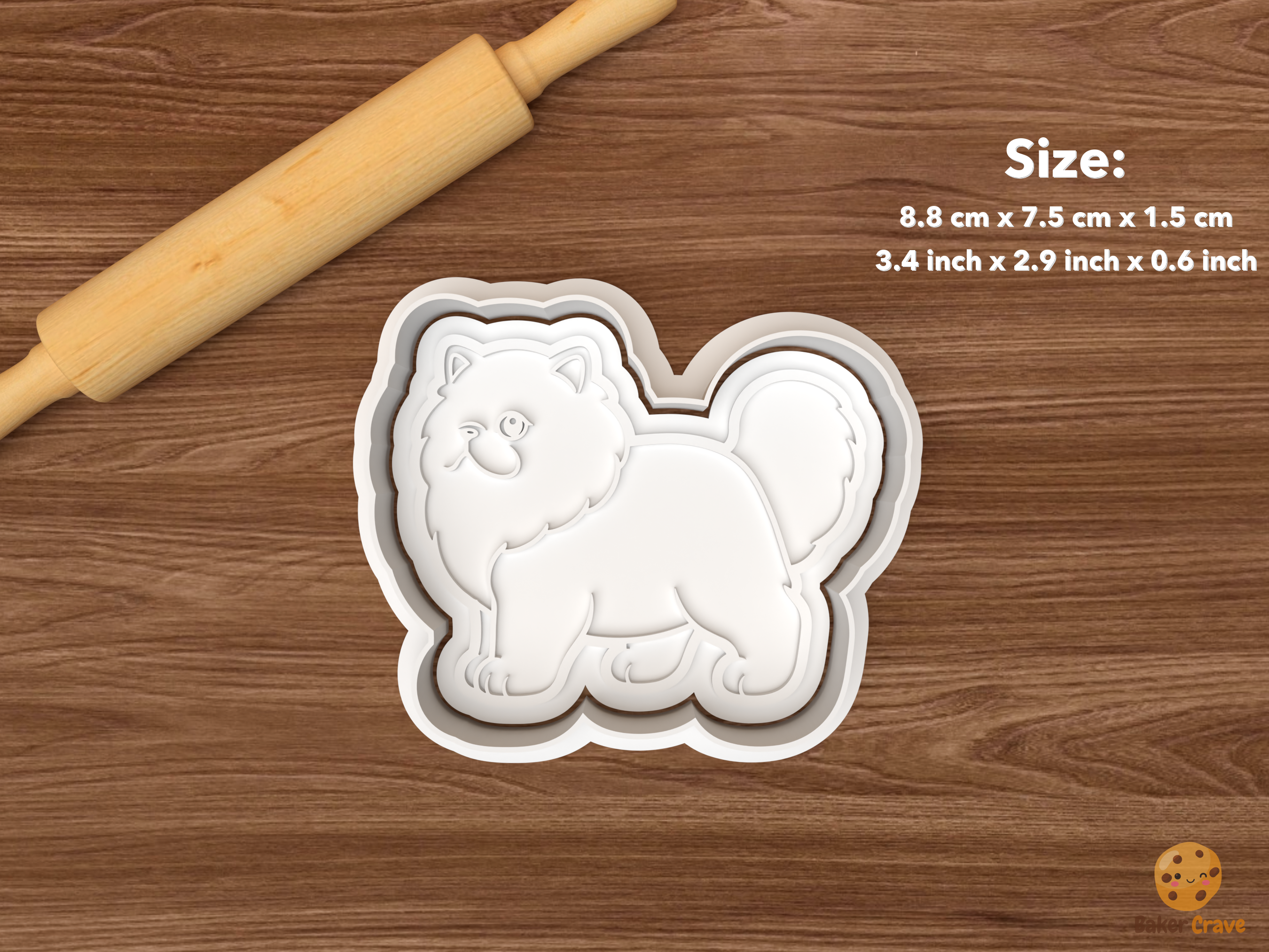 Persian Cat Cookie Cutter Set STL File - single standing persian cat
