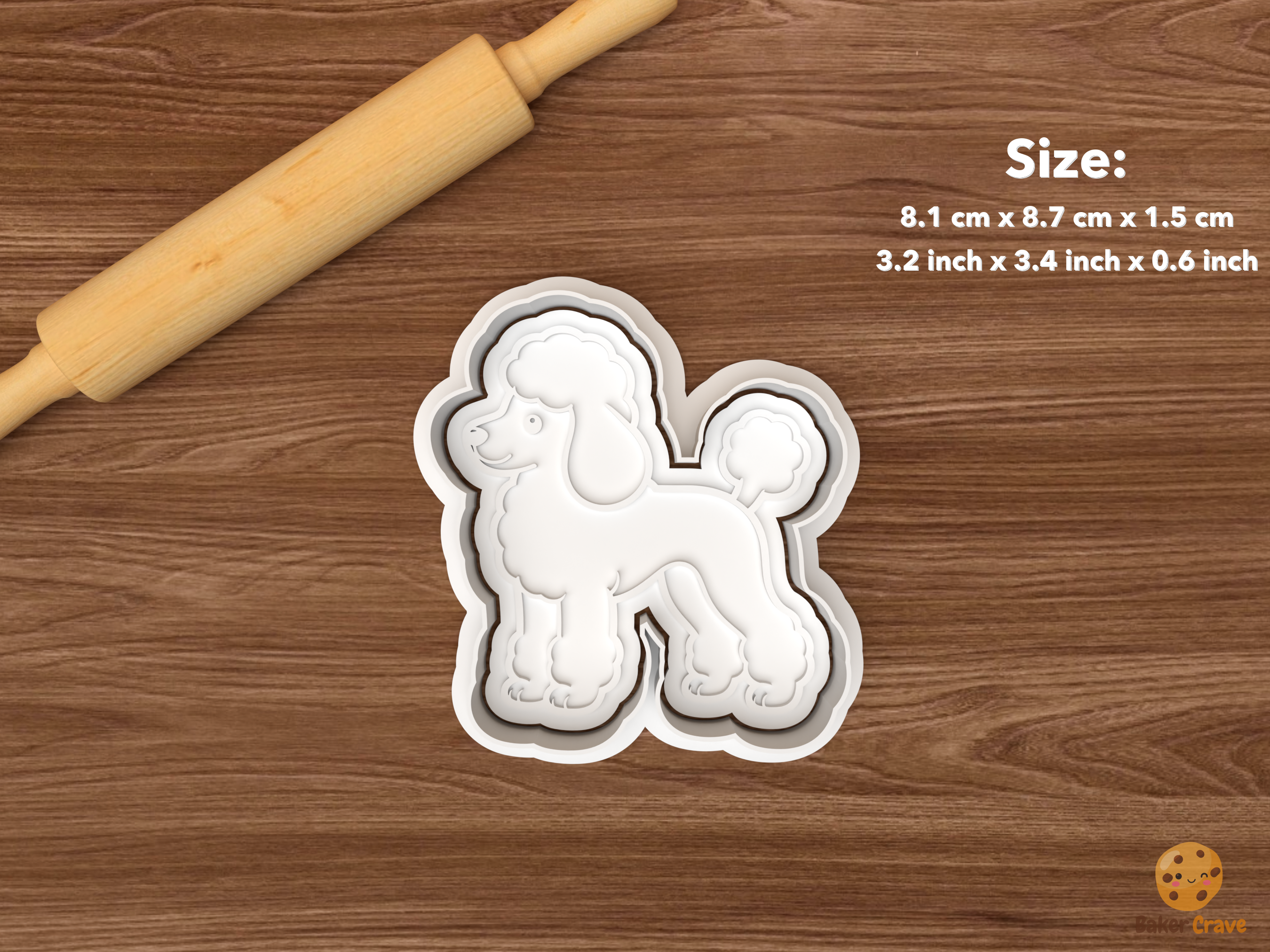 Poodle Dog Cookie Cutter Set STL File - single standing poodle dog side profile