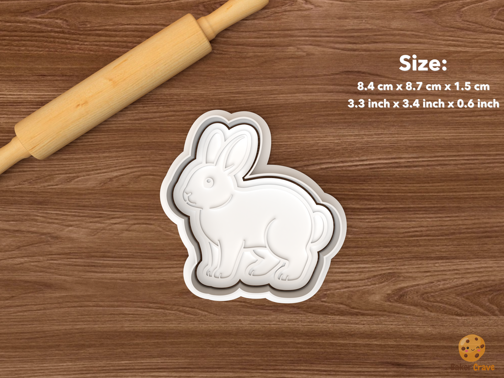 Pet Rabbit Cookie Cutter Set STL File - single standing rabbit
