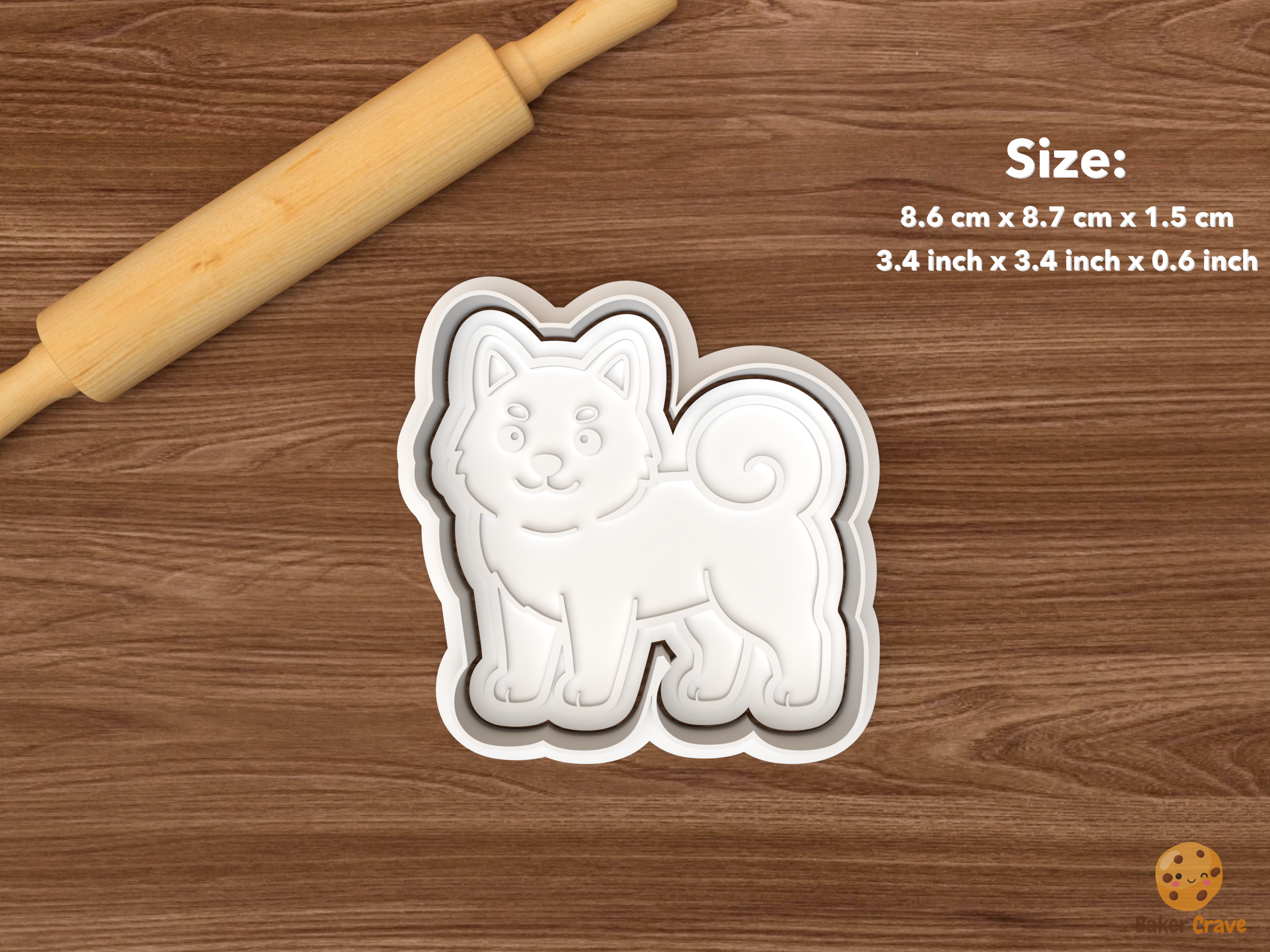 Shiba Inu Cookie Cutter Set STL File - single standing shiba inu