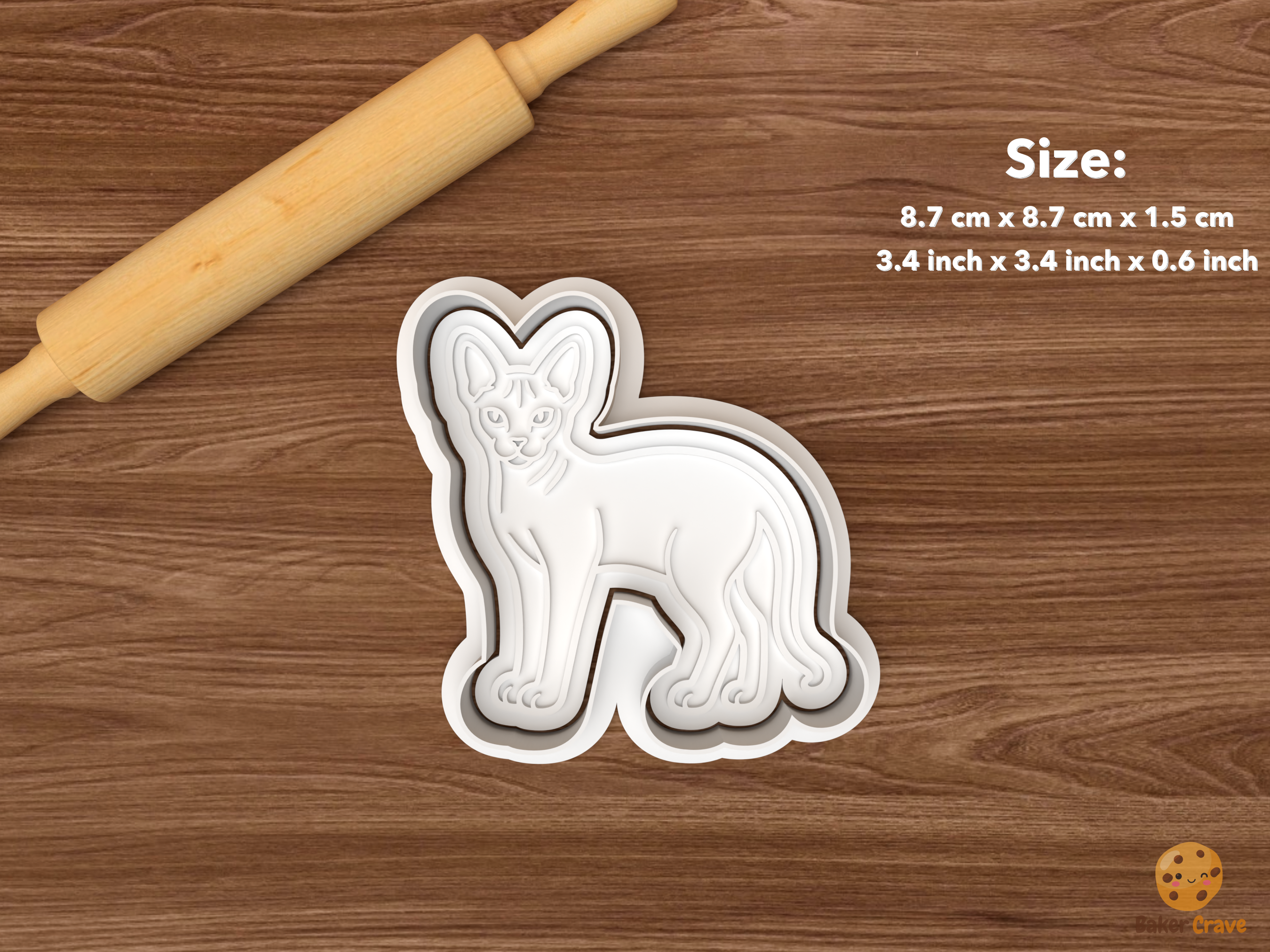 Sphynx Cat Cookie Cutter Set STL File - single standing sphynx cat