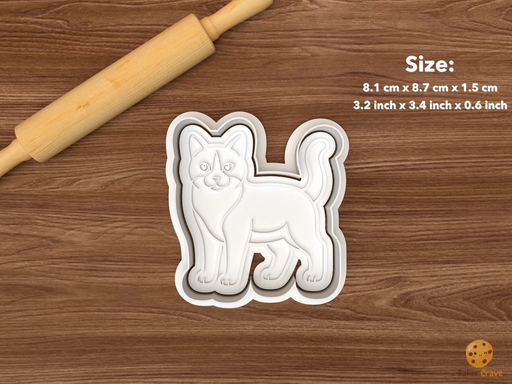 Tuxedo Cat Cookie Cutter Set STL File - single standing tuxedo cat
