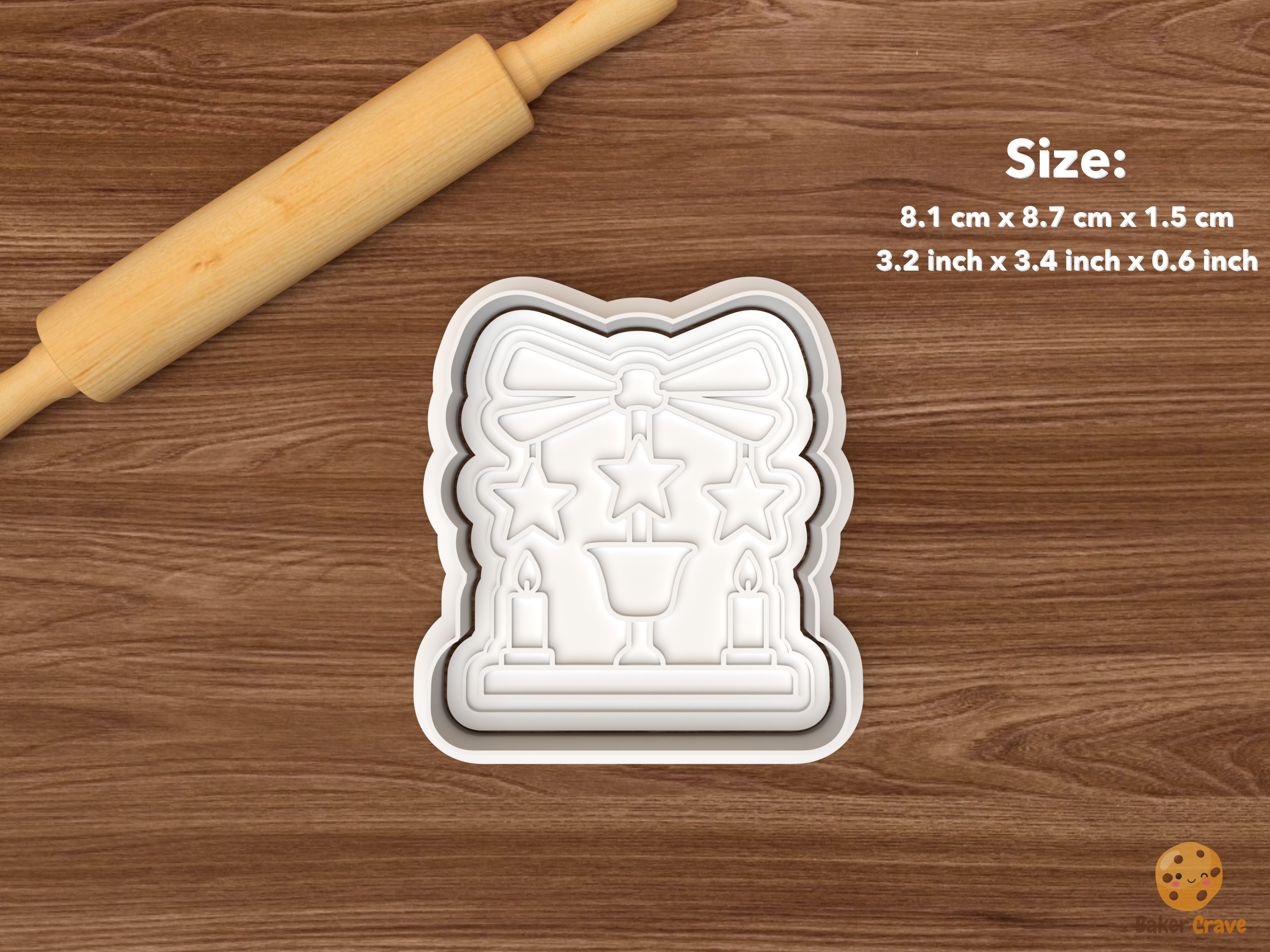 Christmas Candle Chime Cookie Cutter Set STL File - single star candle chime