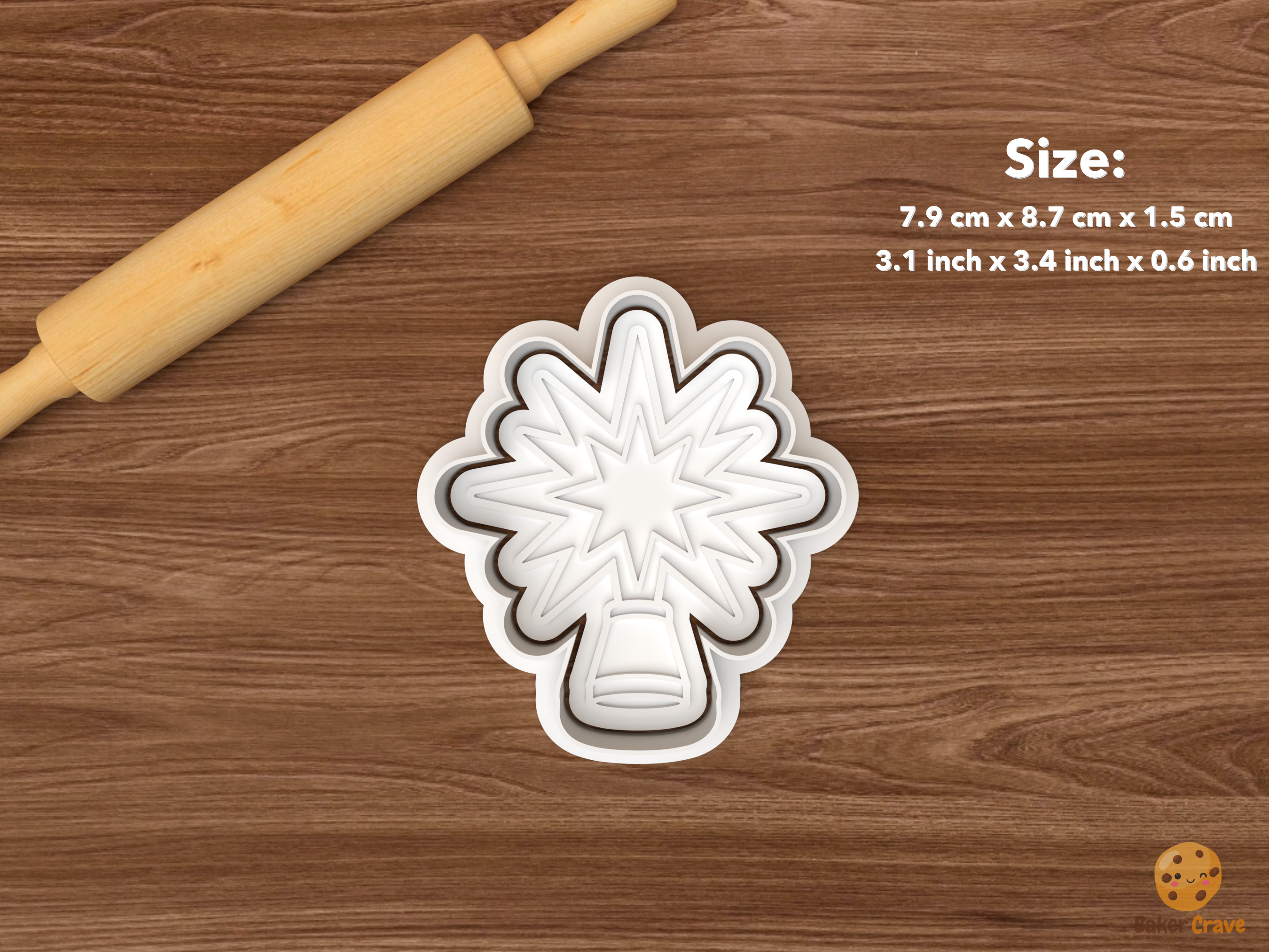 Christmas Tree Topper Cookie Cutter Set STL File - single starburst tree topper