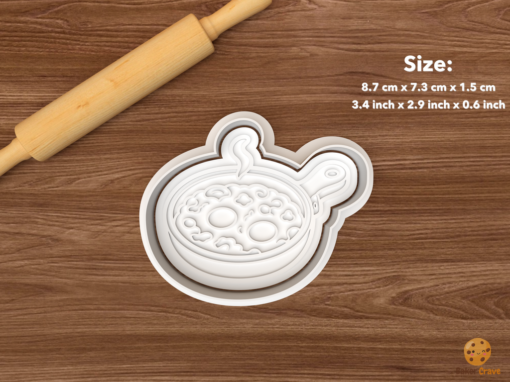 Turkish Breakfast Cookie Cutter Set STL File - single steaming breakfast skillet