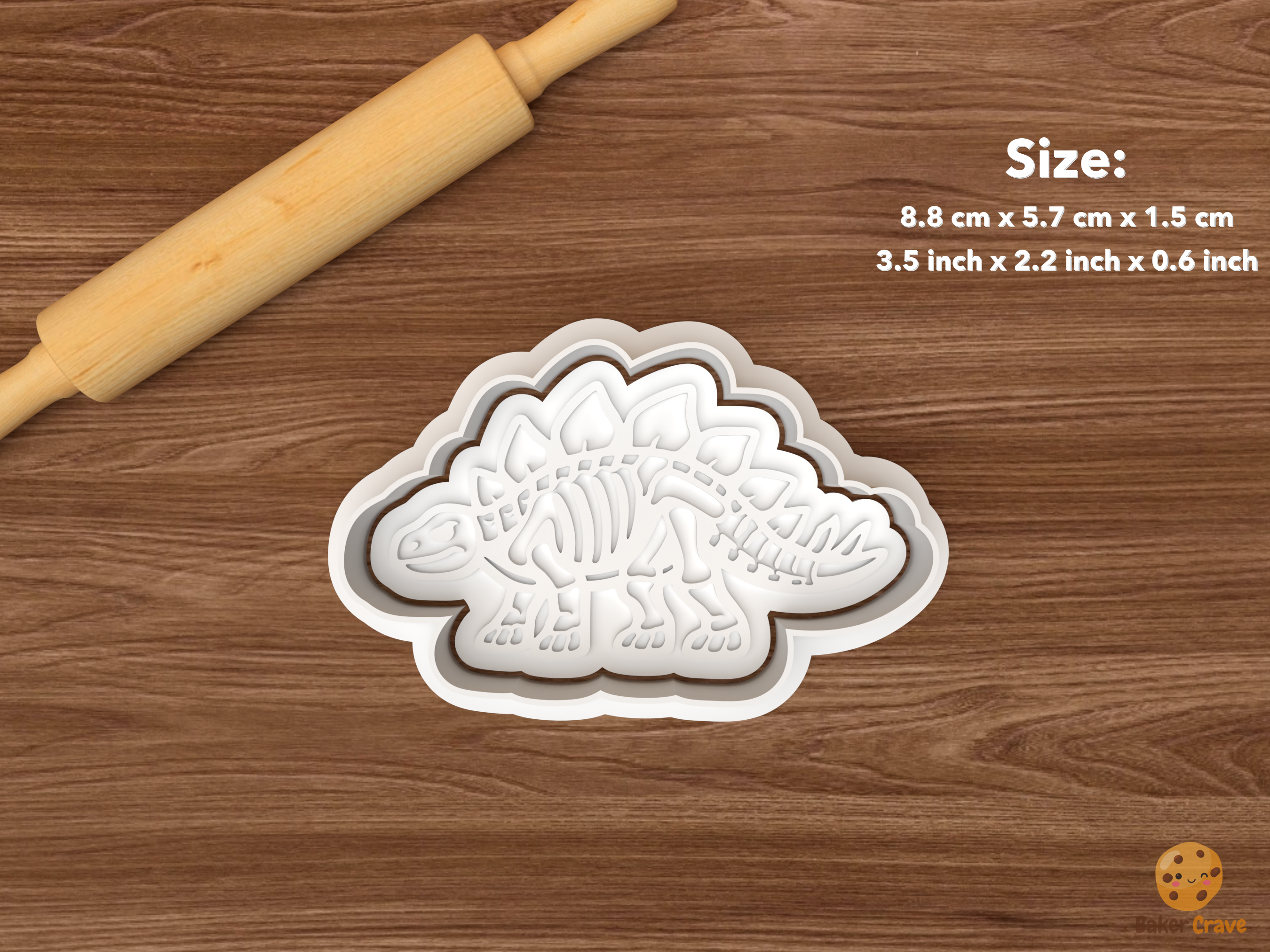 Dinosaur Fossil Cookie Cutter Set STL File - single stegosaurus fossil