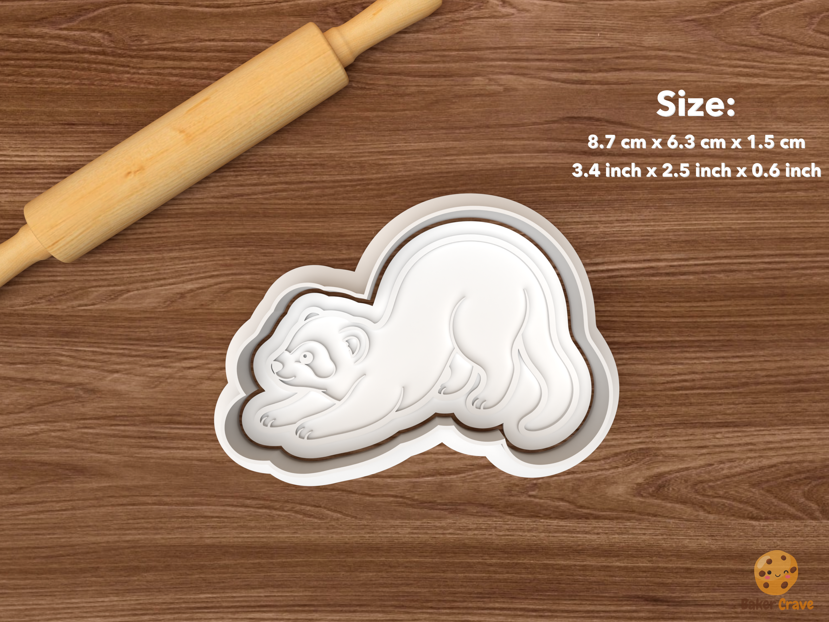Ferret Cookie Cutter Set STL File - single stretching ferret