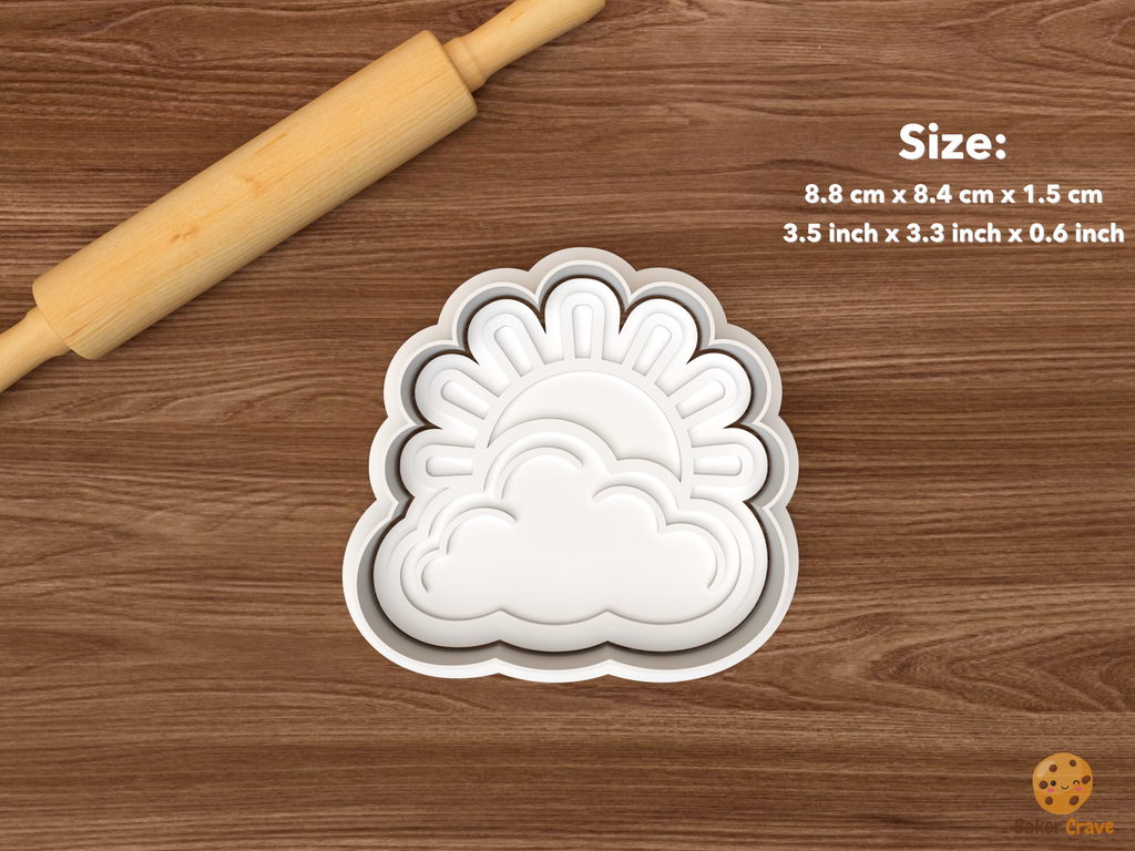 Weather Cookie Cutter Set STL File - single sun behind cloud