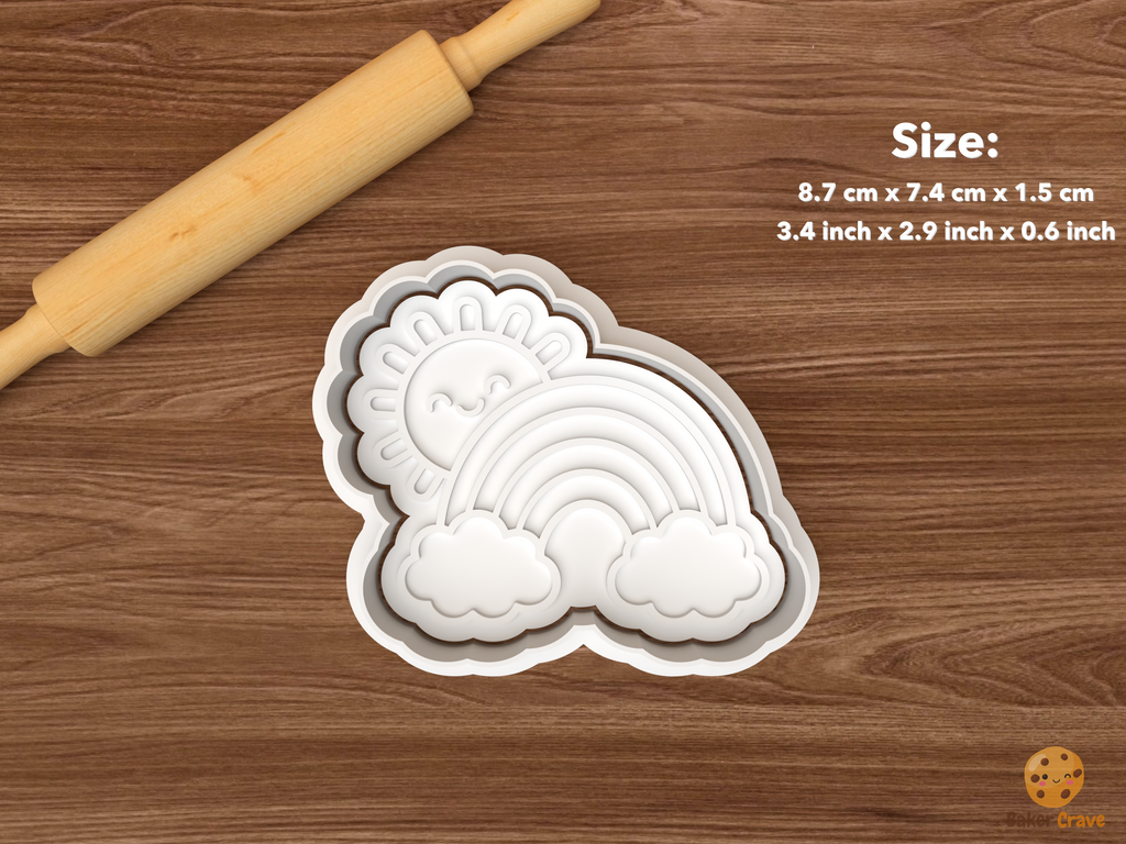 Kawaii Rainbow Cookie Cutter Set STL File - single sun rainbow