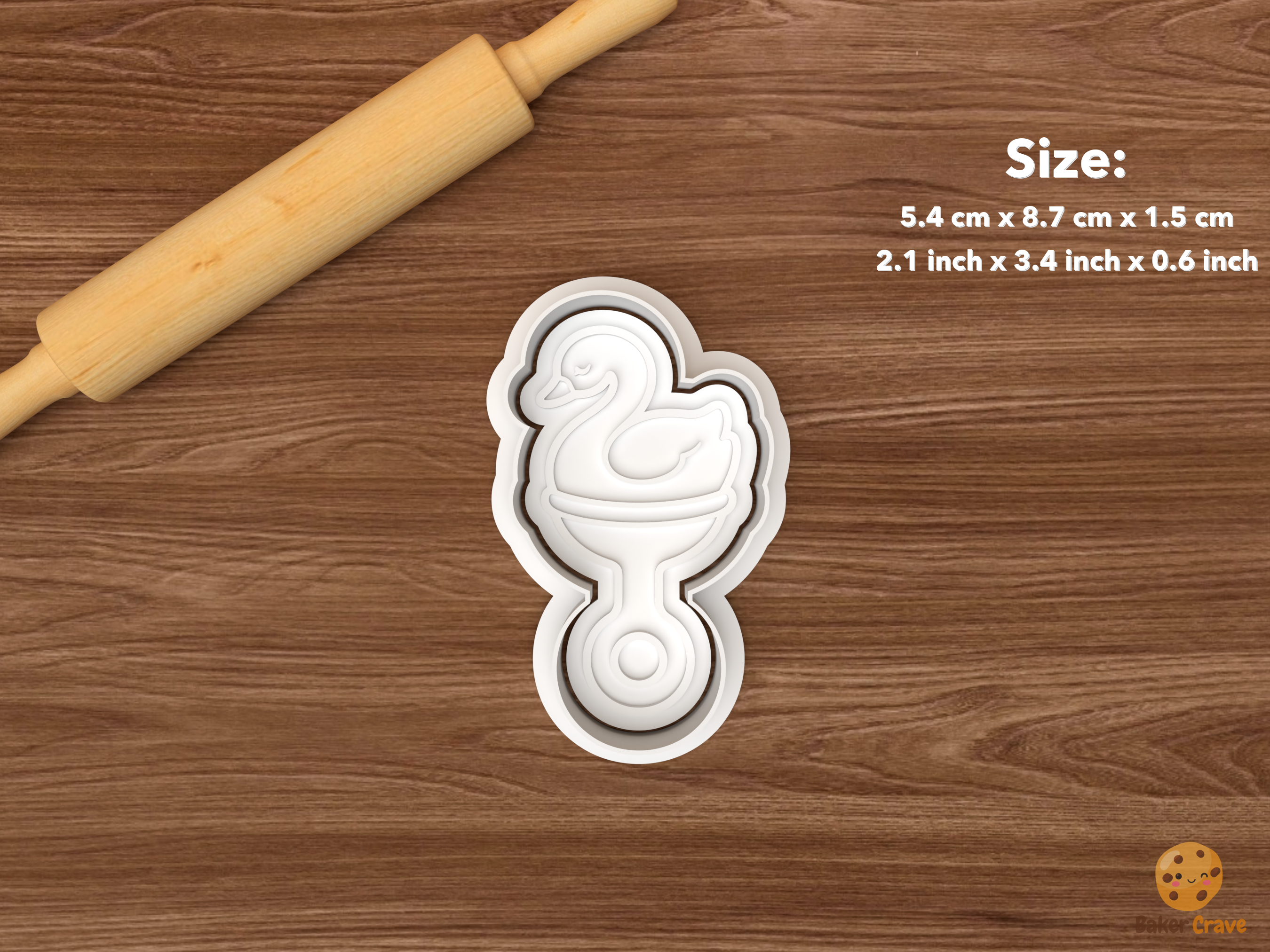 Swan Baby Shower Cookie Cutter Set STL File - single swan baby rattle