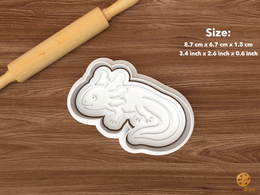 Axolotl Cookie Cutter Set STL File - single swimming axolotl