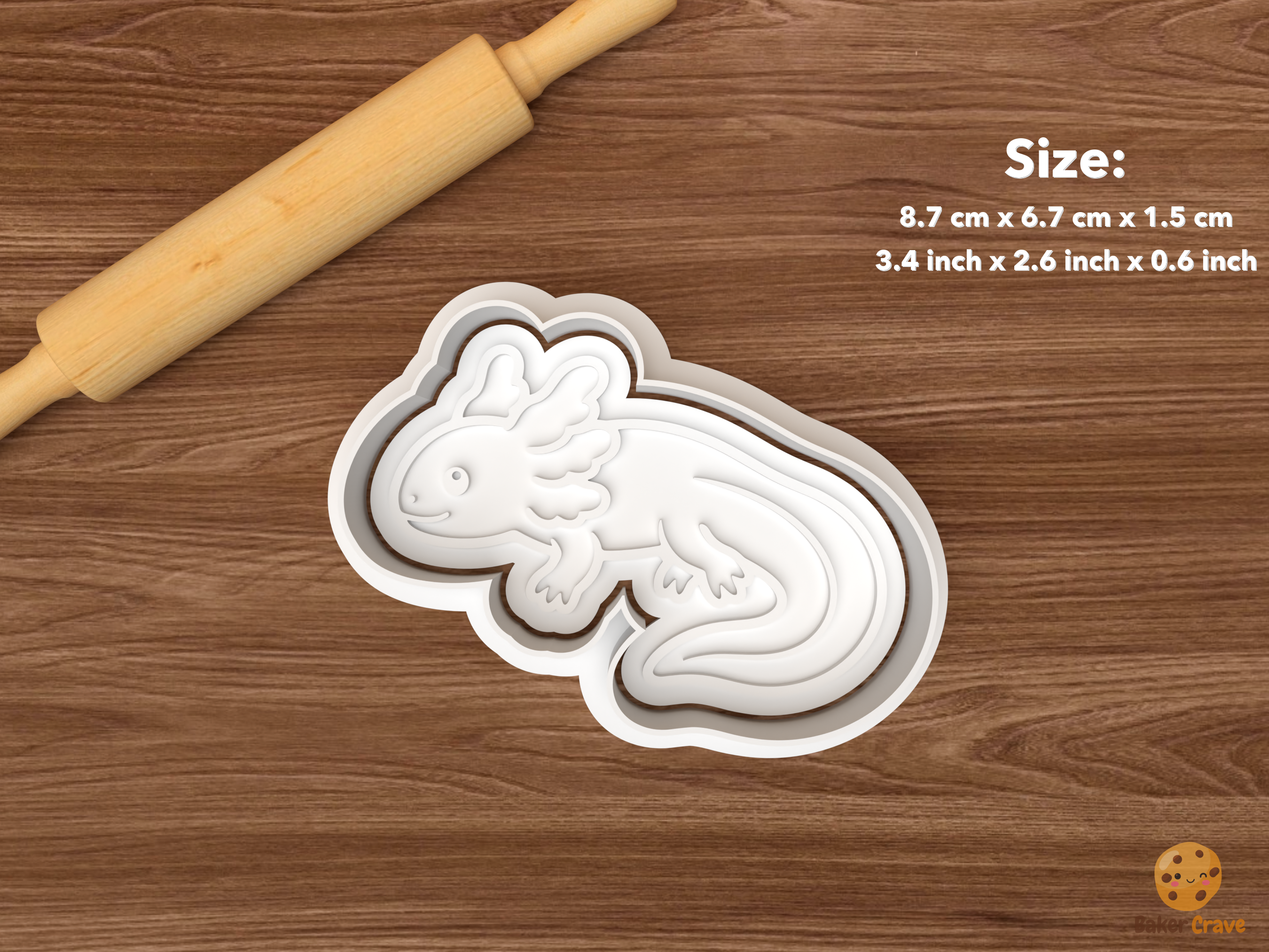 Axolotl Cookie Cutter Set STL File - single swimming axolotl
