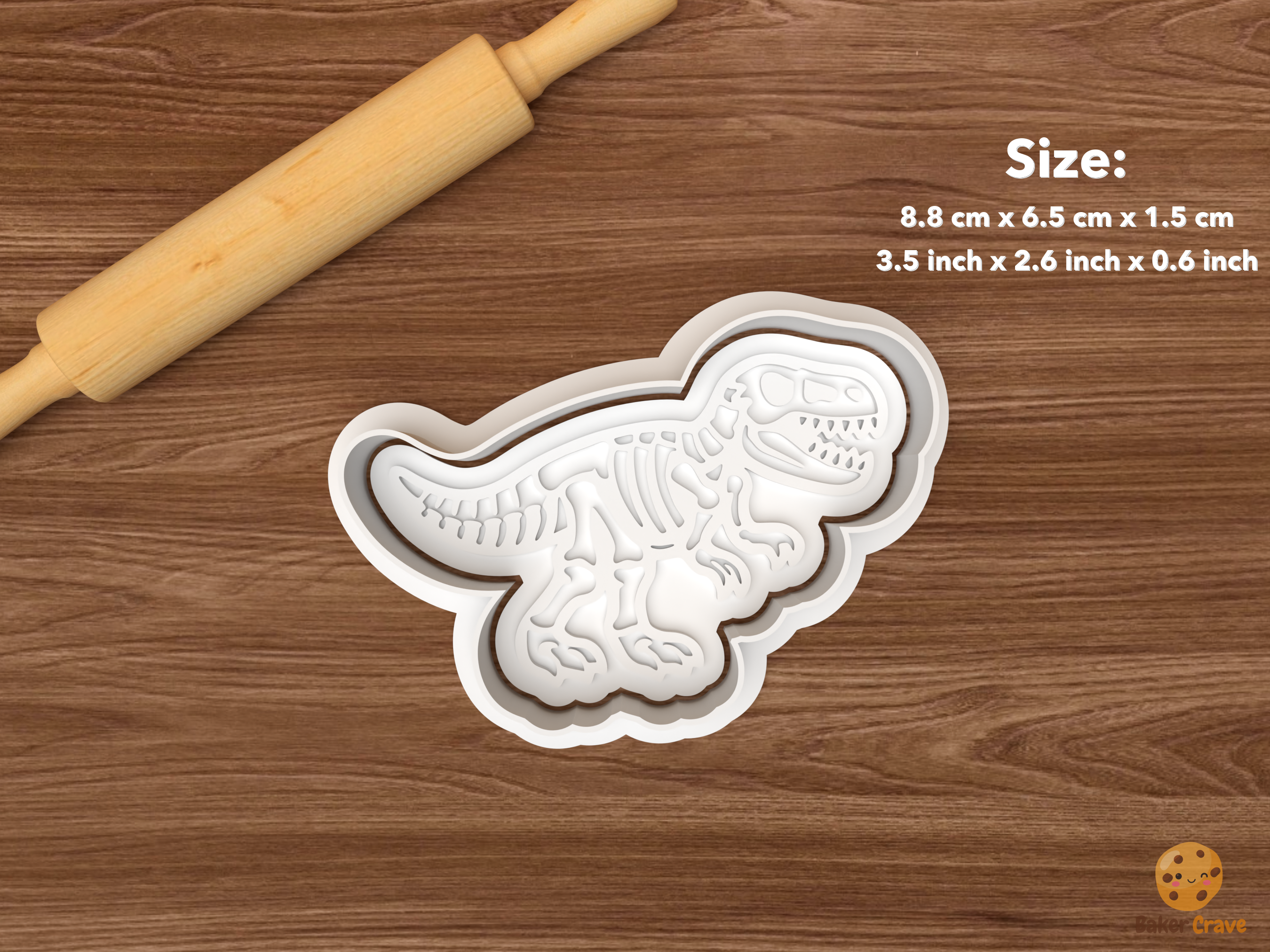 Dinosaur Fossil Cookie Cutter Set STL File - single t rex fossil