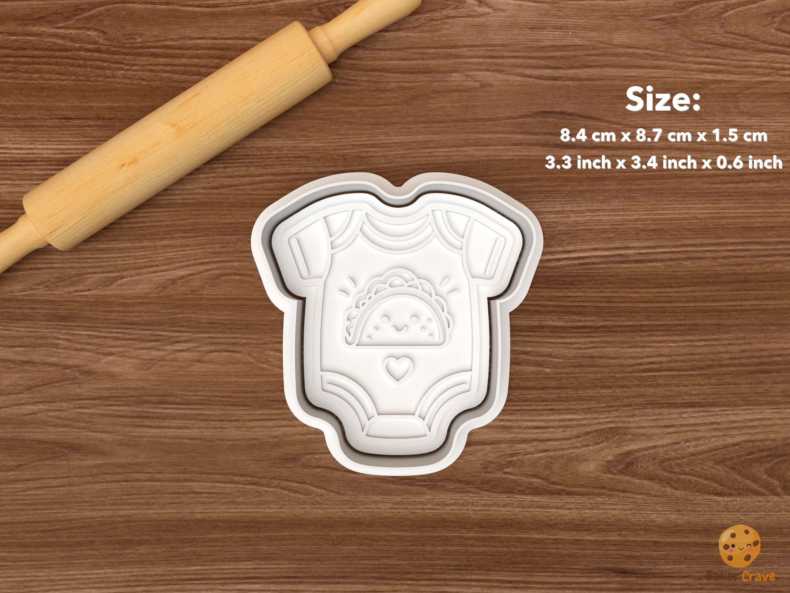 Taco Bout A Baby Cookie Cutter Set STL File - single taco onesie