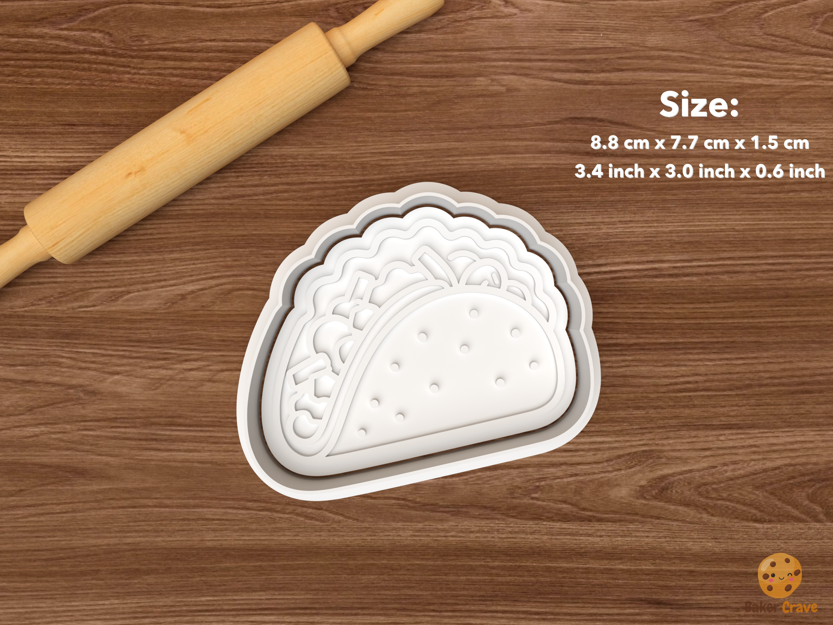 Taco Fiesta Cookie Cutter Set STL File - single taco