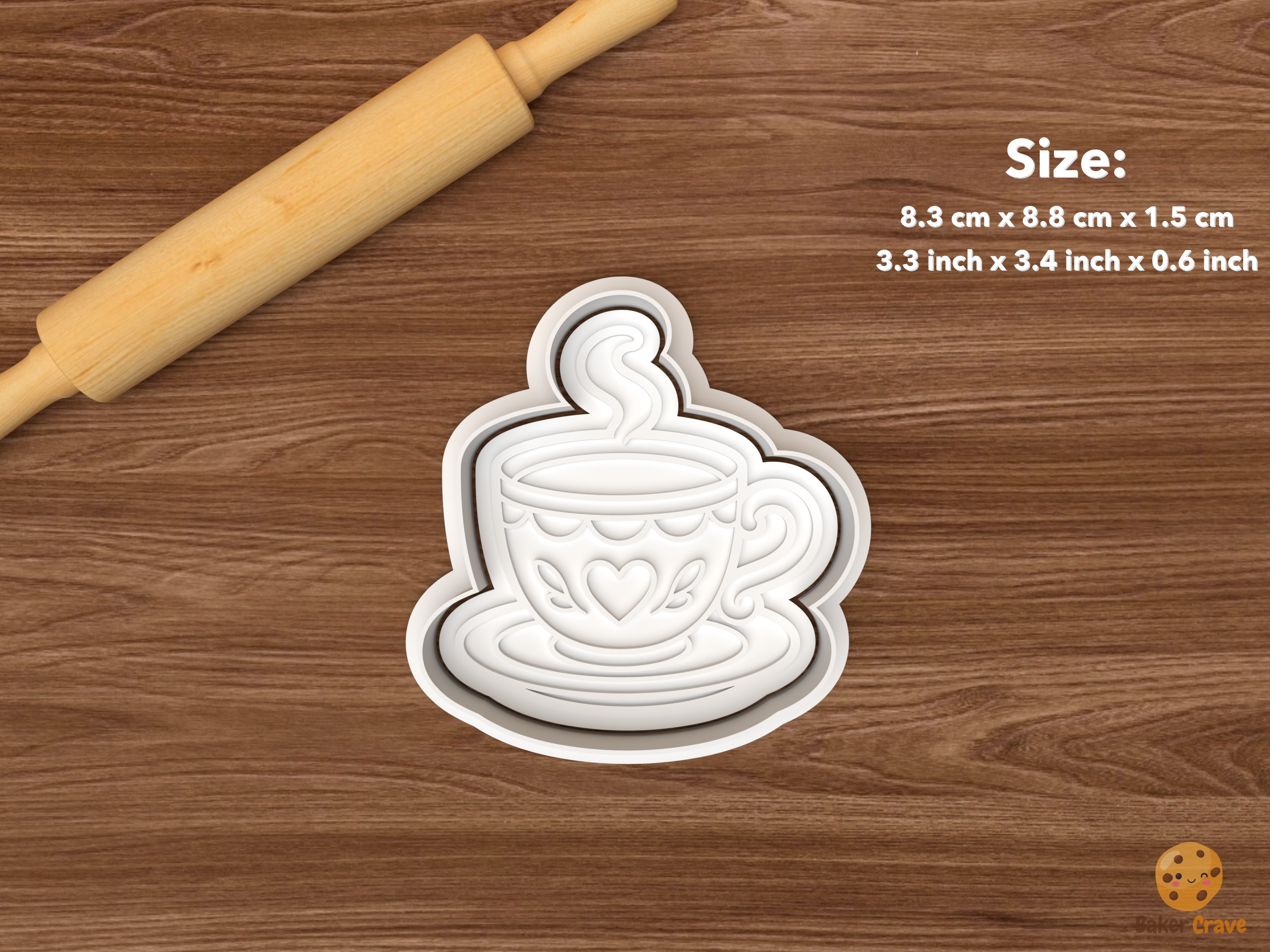 Book Lover Cookie Cutter Set STL File - single teacup with saucer