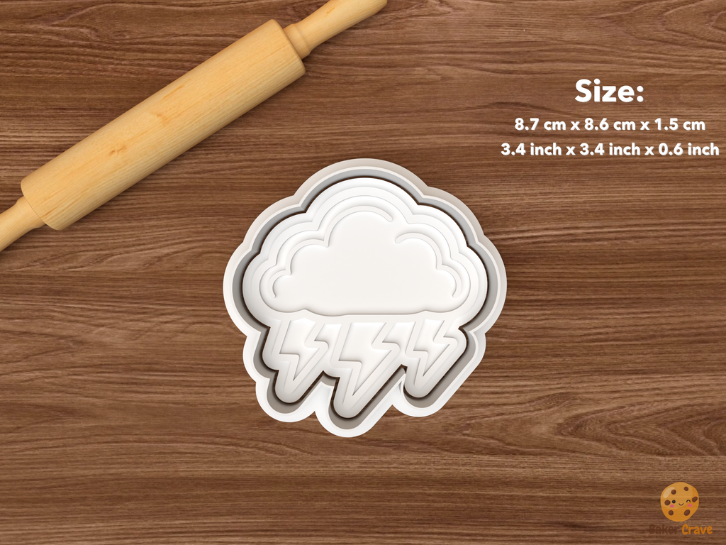 Weather Cookie Cutter Set STL File - single thunderstorm cloud