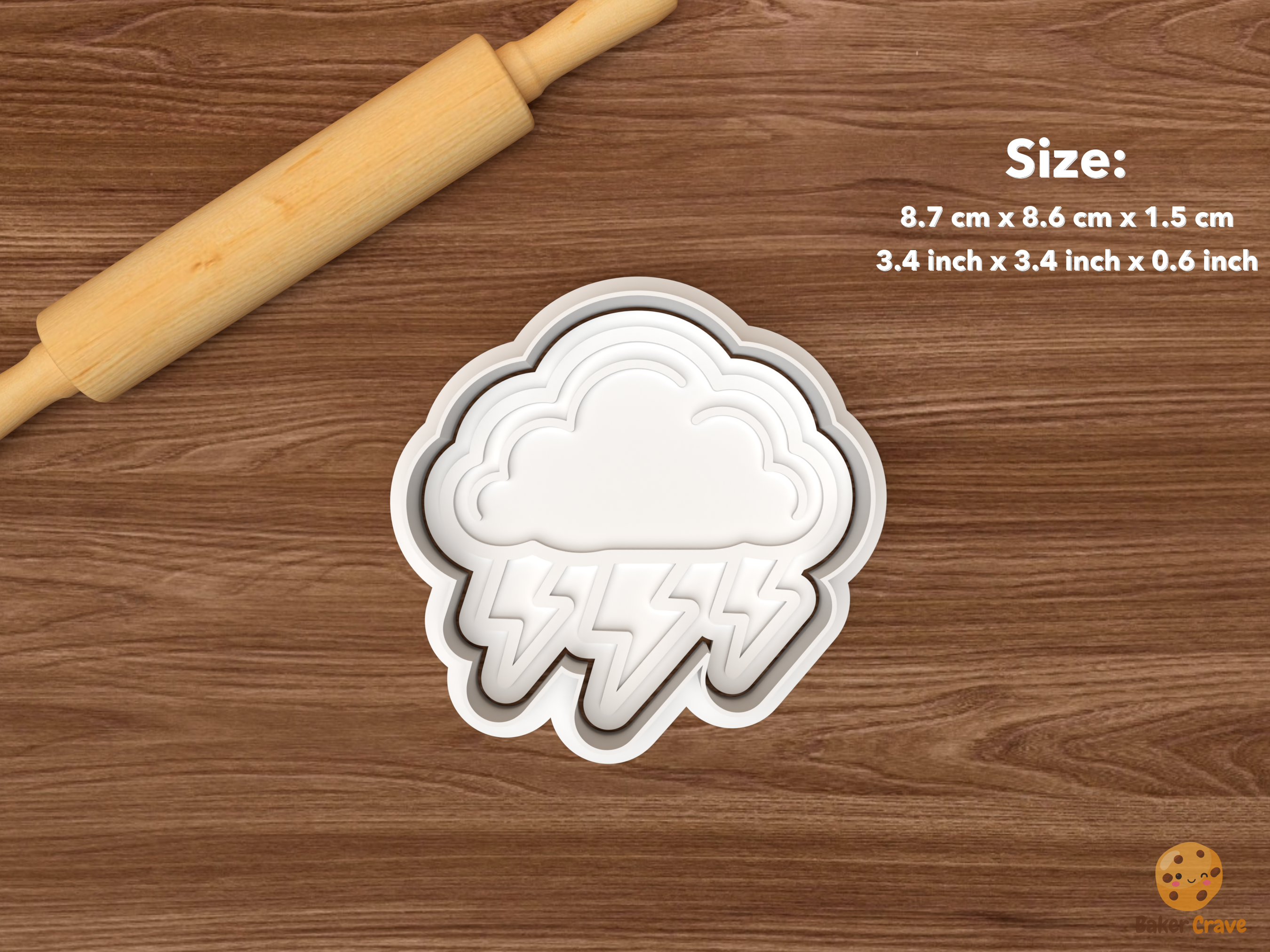 Weather Cookie Cutter Set STL File - single thunderstorm cloud