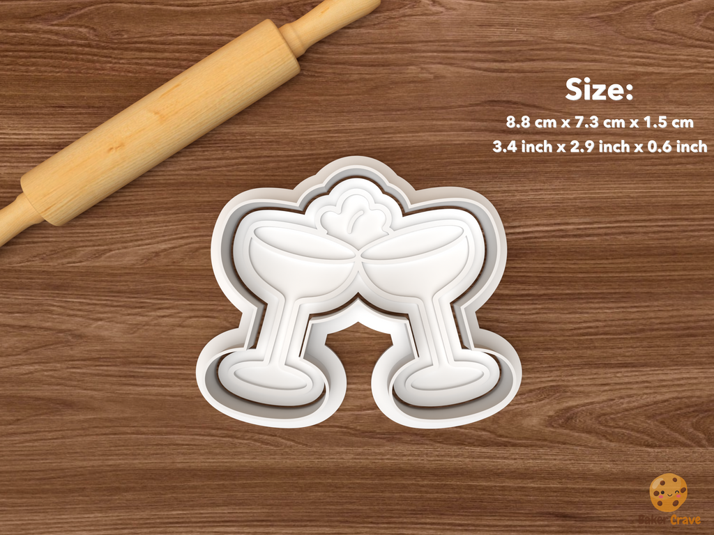 Champagne Toast Platter Cookie Cutter Set STL File