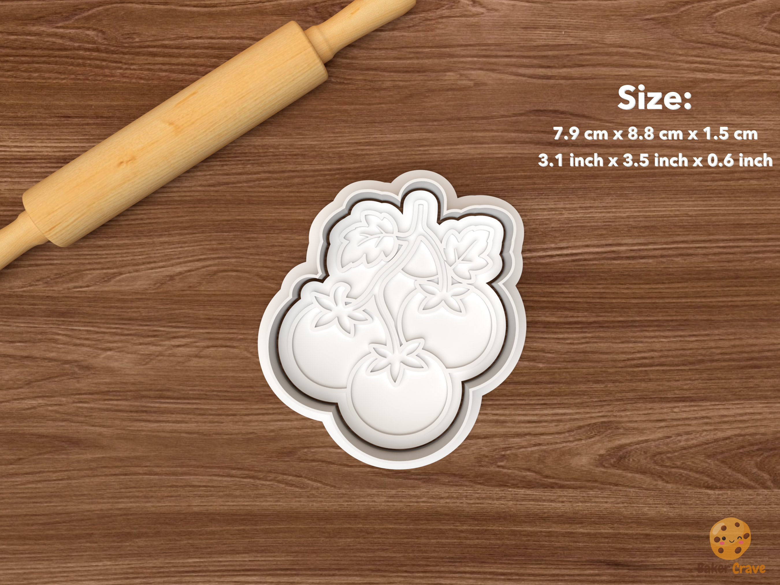 Farmers Market Cookie Cutter Set STL File - single tomato vine
