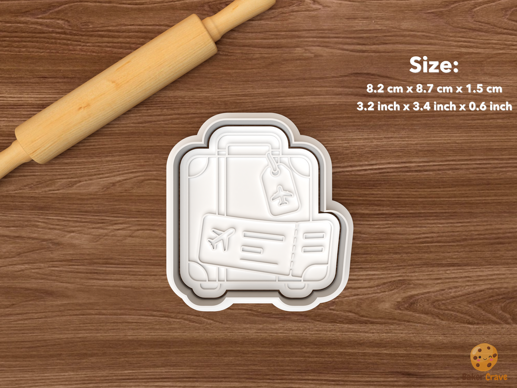 Aviation Travel Cookie Cutter Set STL File - single travel suitcase