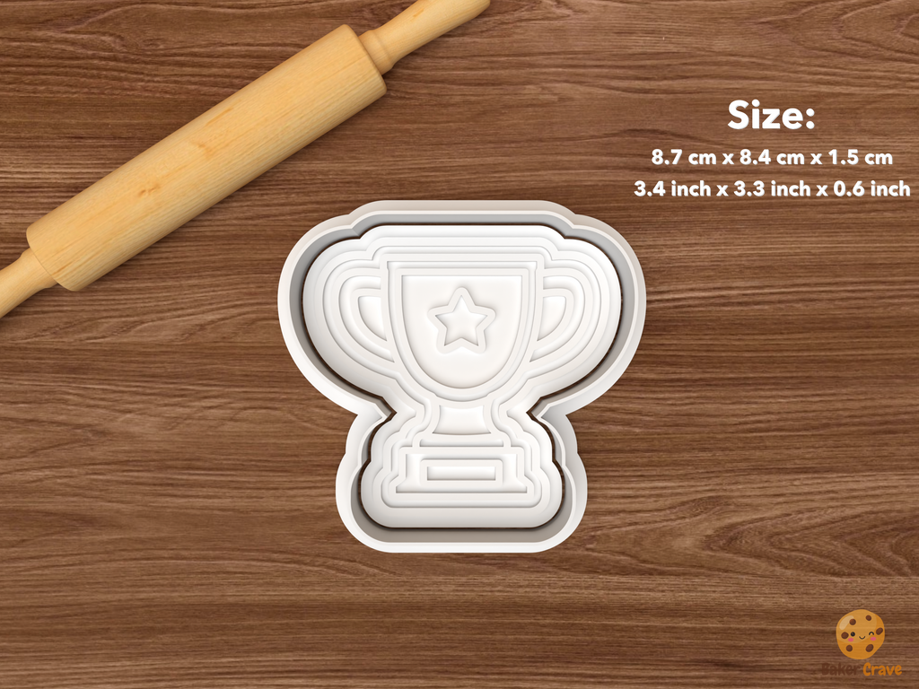 Baseball First Birthday Cookie Cutter Set STL File - single trophy cup