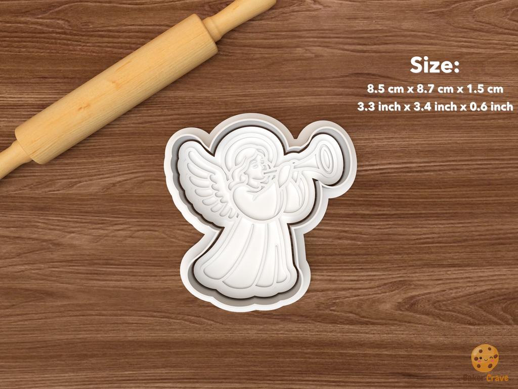 Christmas Angel Collection Cookie Cutter Set STL File - single trumpet angel