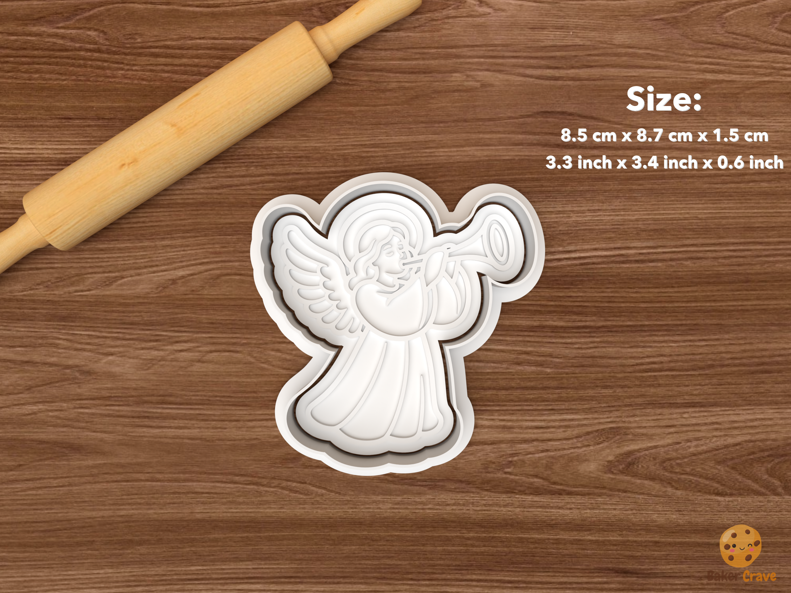 Christmas Angel Collection Cookie Cutter Set STL File - single trumpet angel