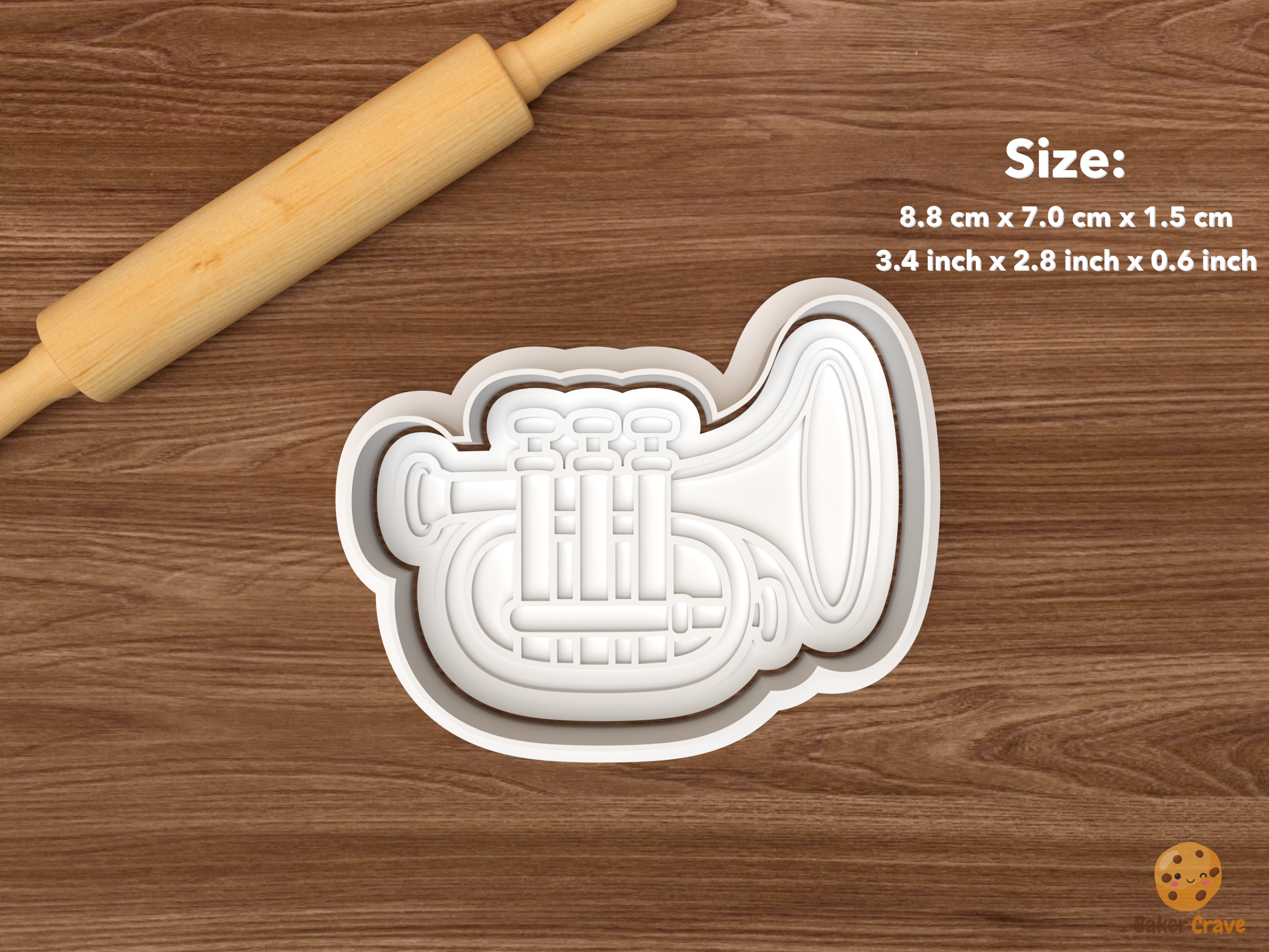 Marching Band Cookie Cutter Set STL File - single trumpet