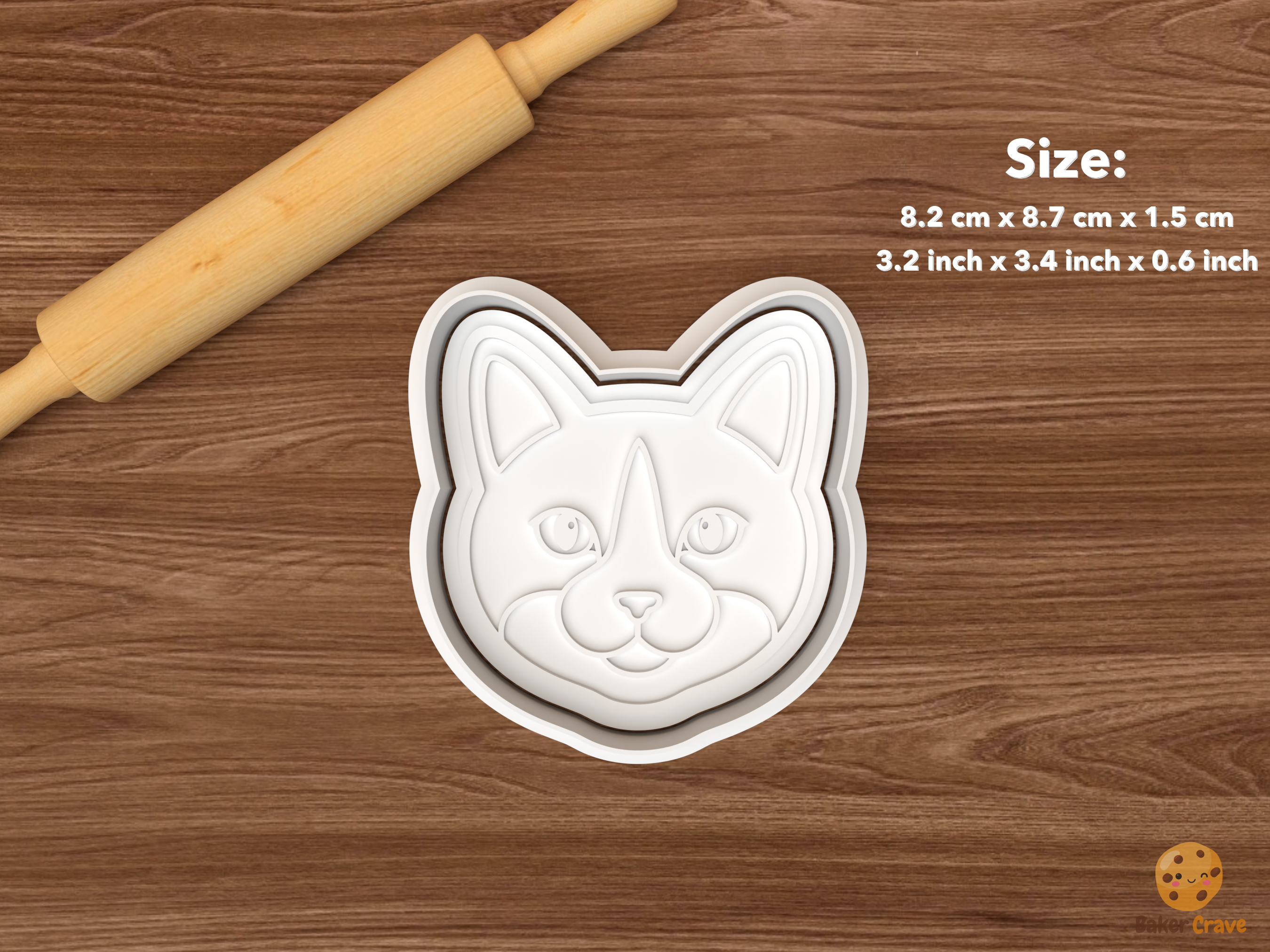 Tuxedo Cat Cookie Cutter Set STL File - single tuxedo cat face