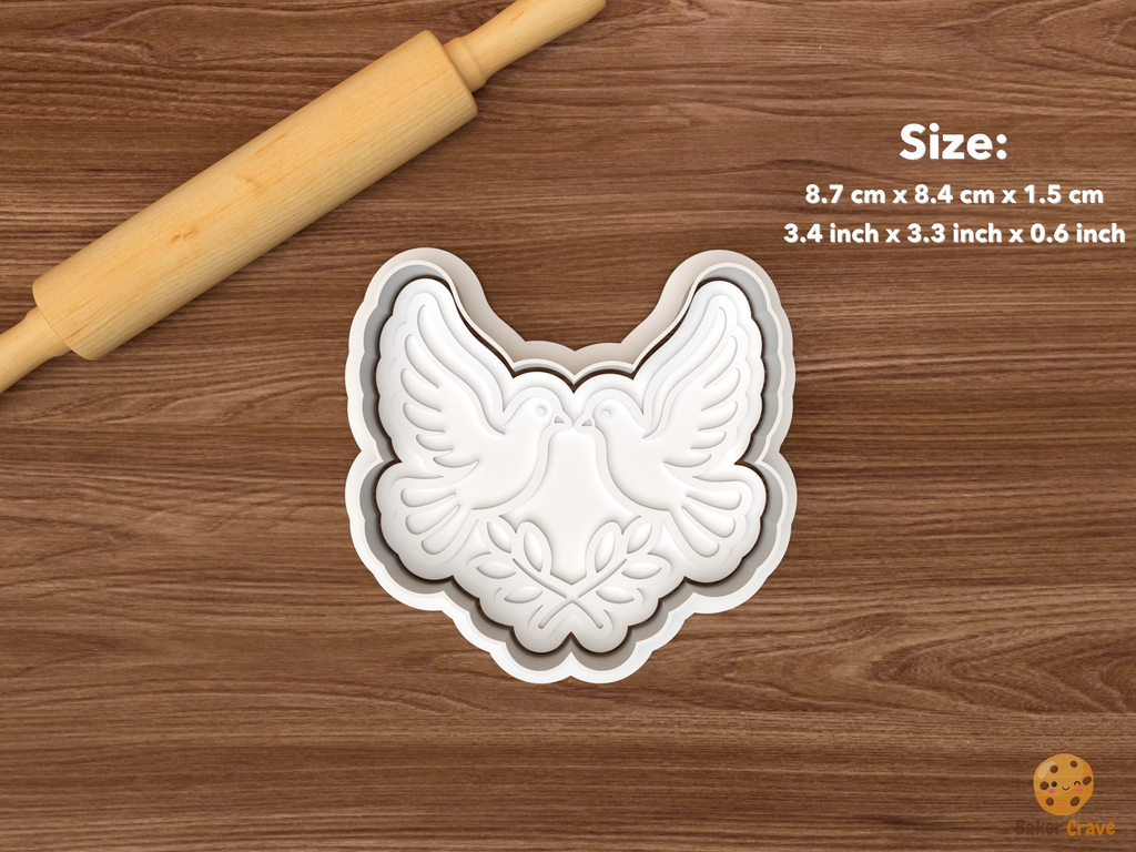 Peace Dove Cookie Cutter Set STL File - single two doves with laurel branches