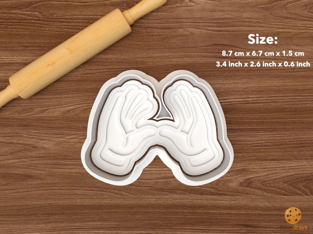 Sign Language Hands Cookie Cutter Set STL File - single two hands gesture