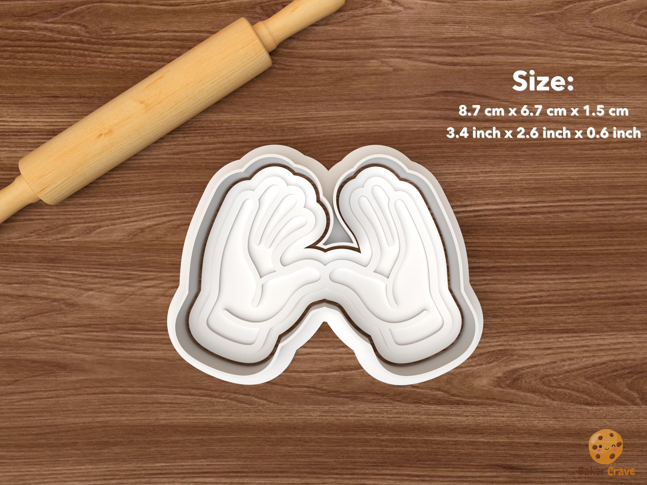 Sign Language Hands Cookie Cutter Set STL File - single two hands gesture