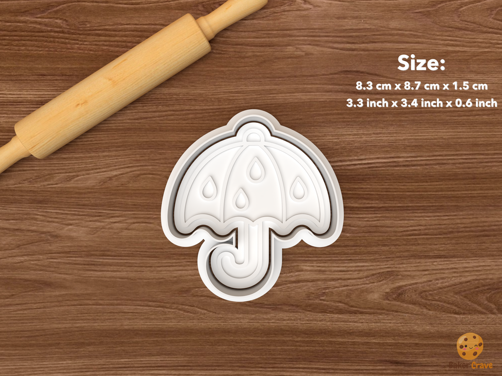 Baby Sprinkle Cookie Cutter Set STL File - single umbrella with raindrops