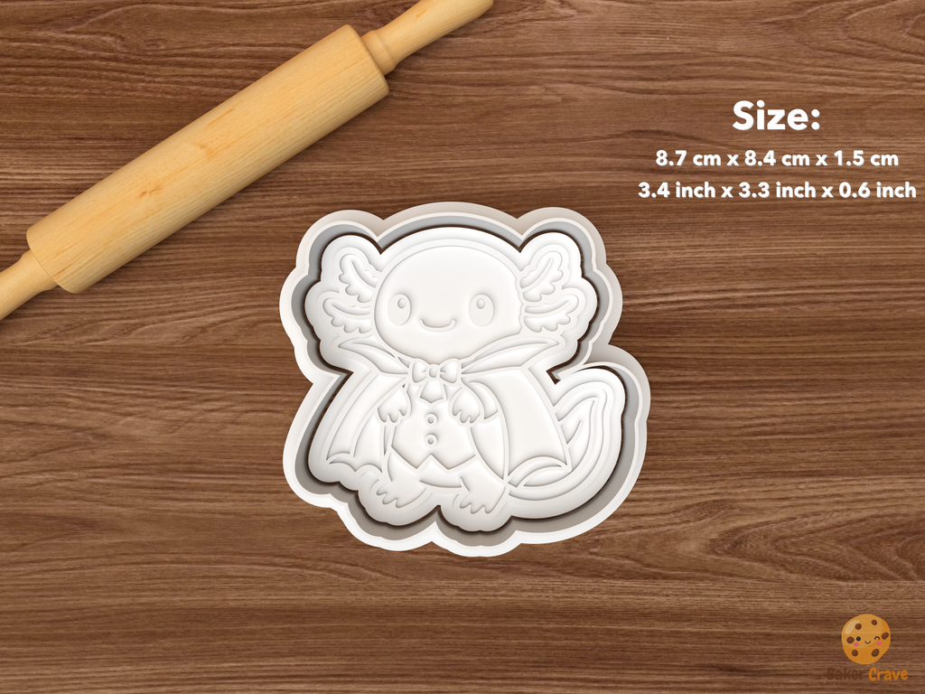 Halloween Axolotl Cookie Cutter Set STL File - single vampire axolotl