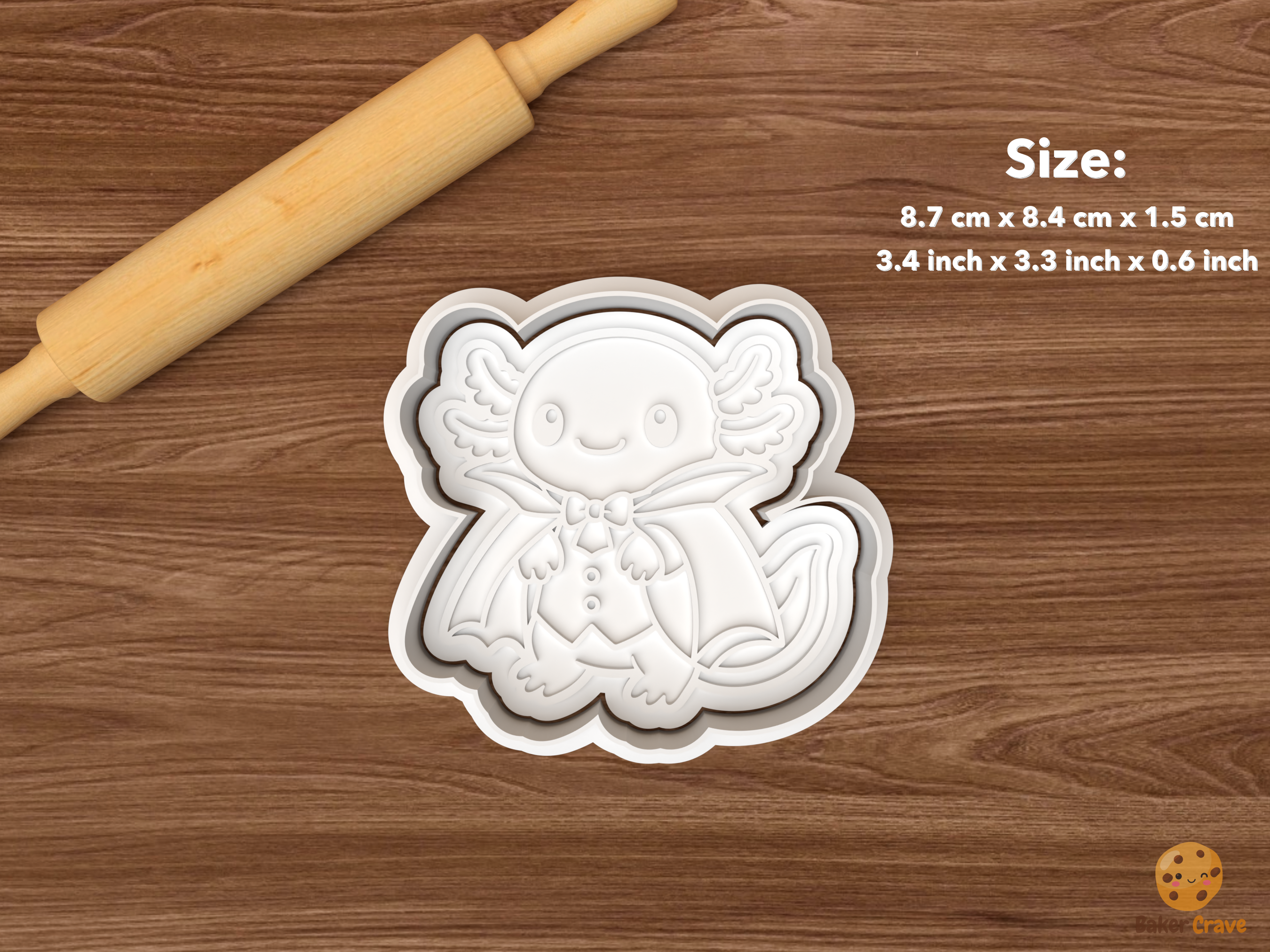 Halloween Axolotl Cookie Cutter Set STL File - single vampire axolotl
